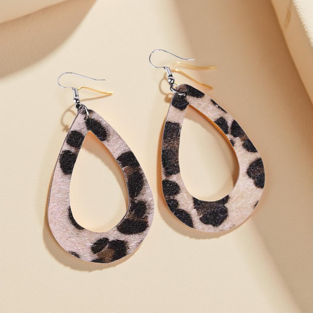 Animal Print Earrings – Cheetah or Leopard Boho Chic Statement Earrings - Cypress & Sage - Vermilion