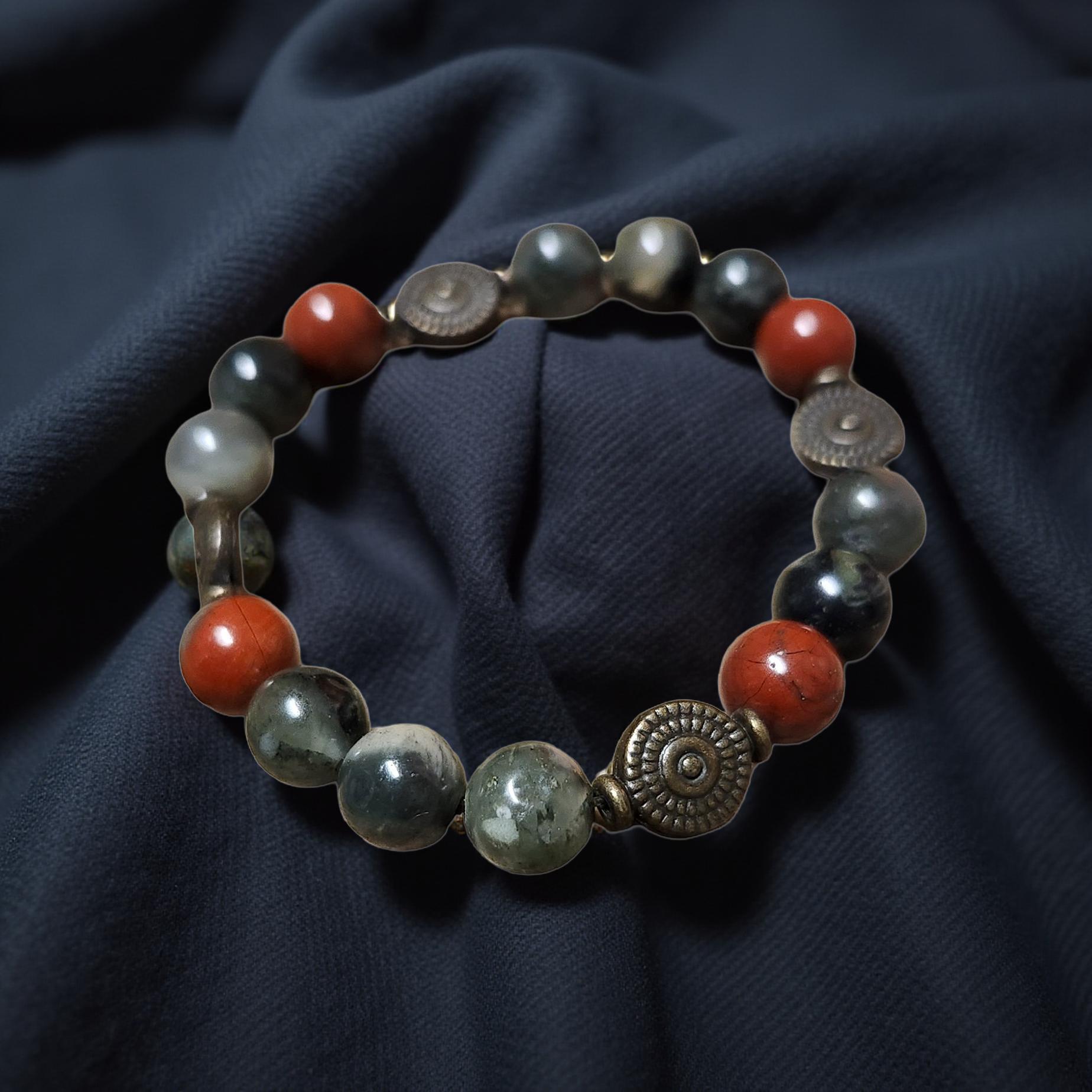 Kids Gemstone Bracelet – Natural Tumbled Beads - Cypress & Sage - Vermilion