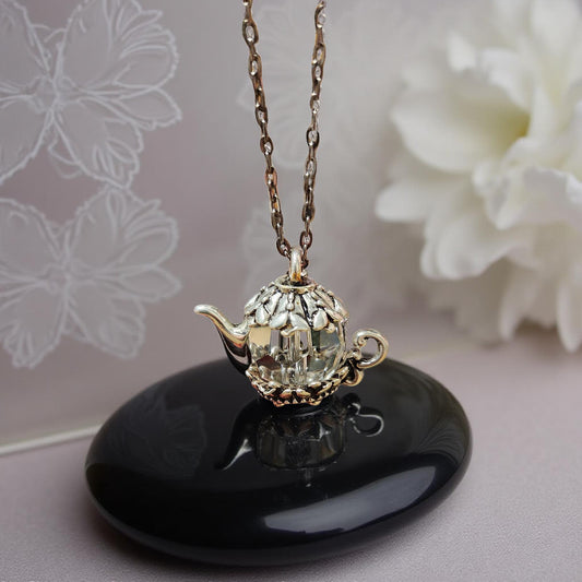 Teapot Pendant Necklace – Vintage Style - Cypress & Sage - Vermilion