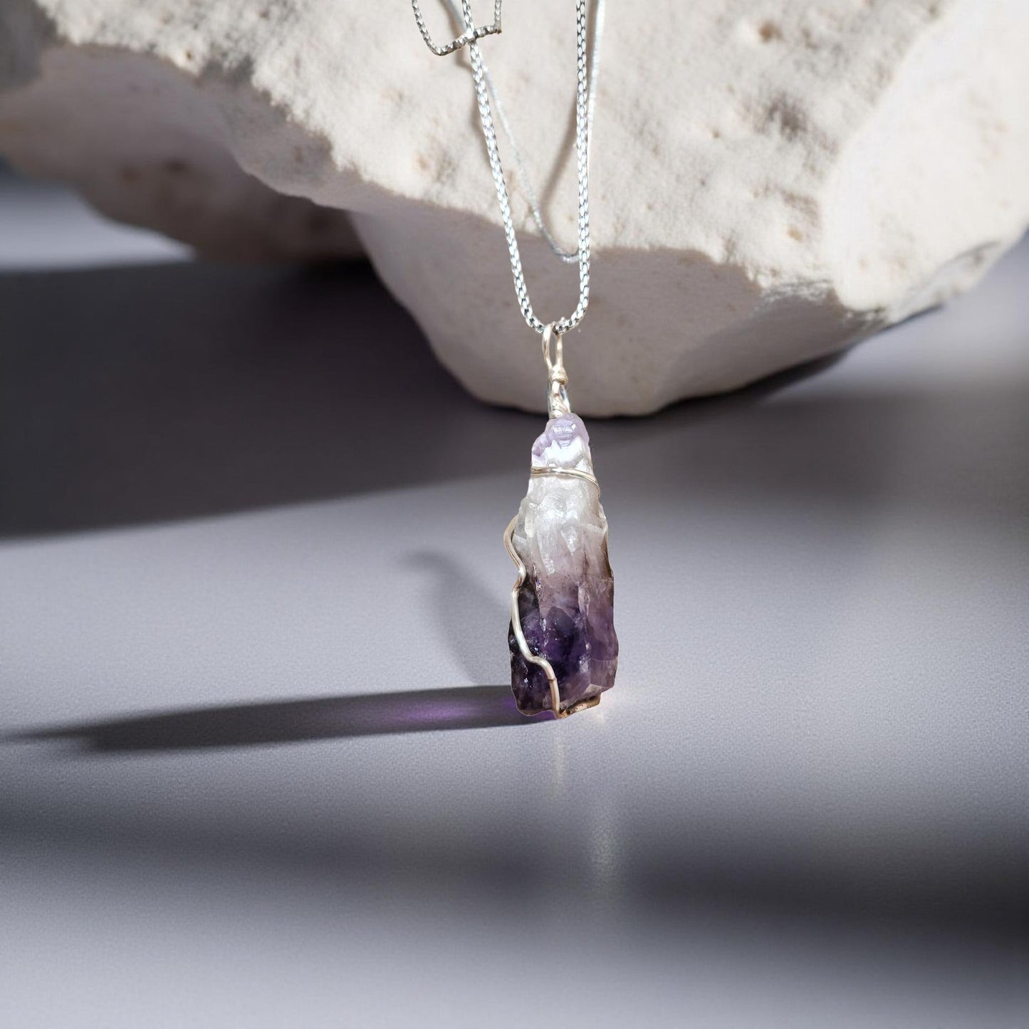 Natural Stone Necklace Collection – Quartz, Amethyst, Peacock Ore & Septarian - Cypress & Sage - Vermilion