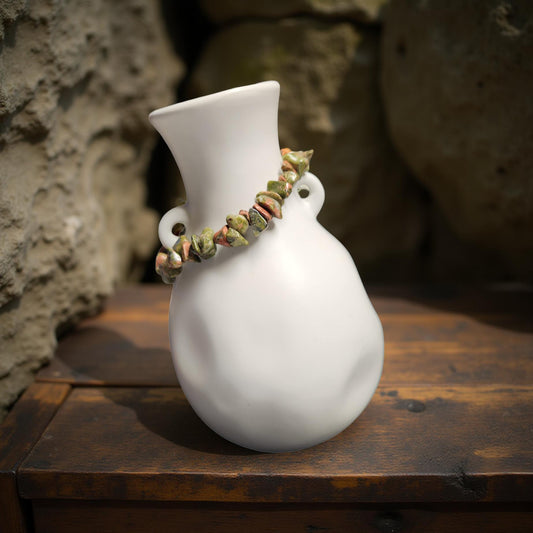 Unakite Stretch Bracelet – Earthy Green & Pink Stone Jewelry - Cypress & Sage - Vermilion