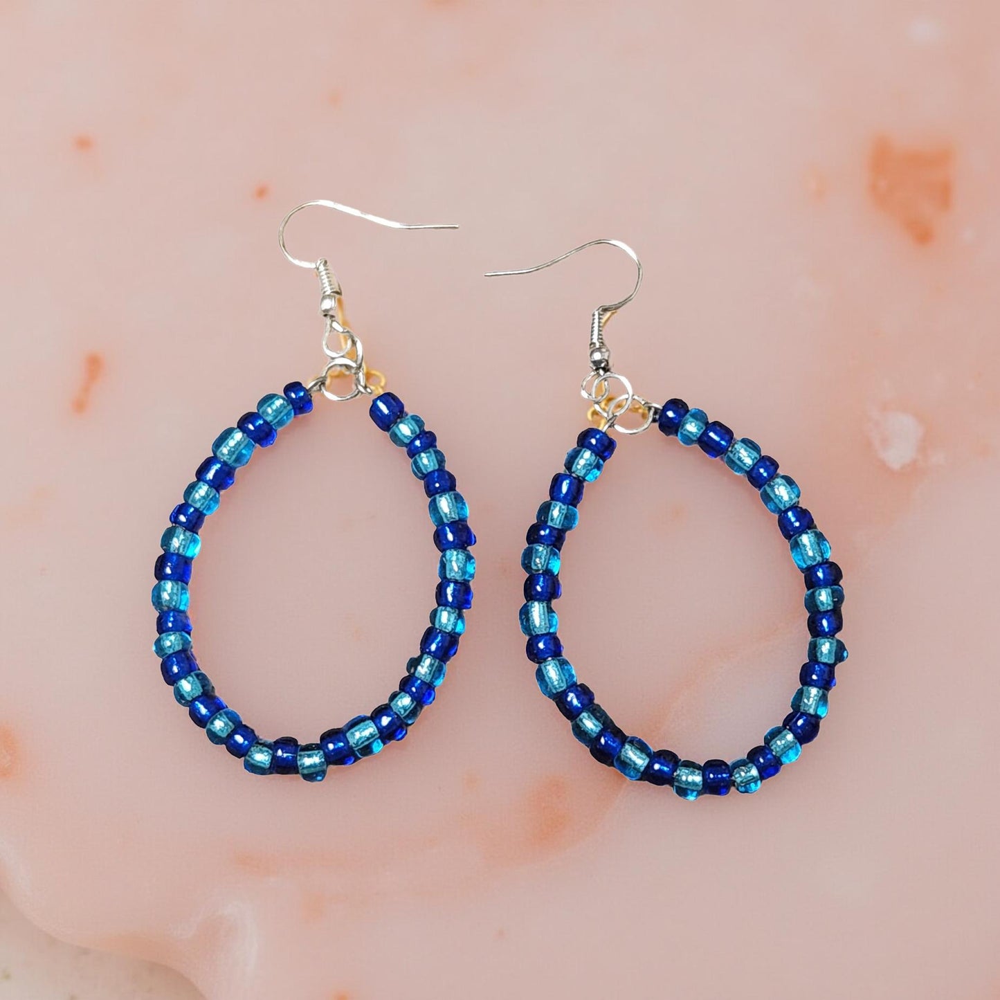 Colorful Seed Bead Hoop Earrings – Handmade, Lightweight Boho Jewelry - Cypress & Sage - Vermilion