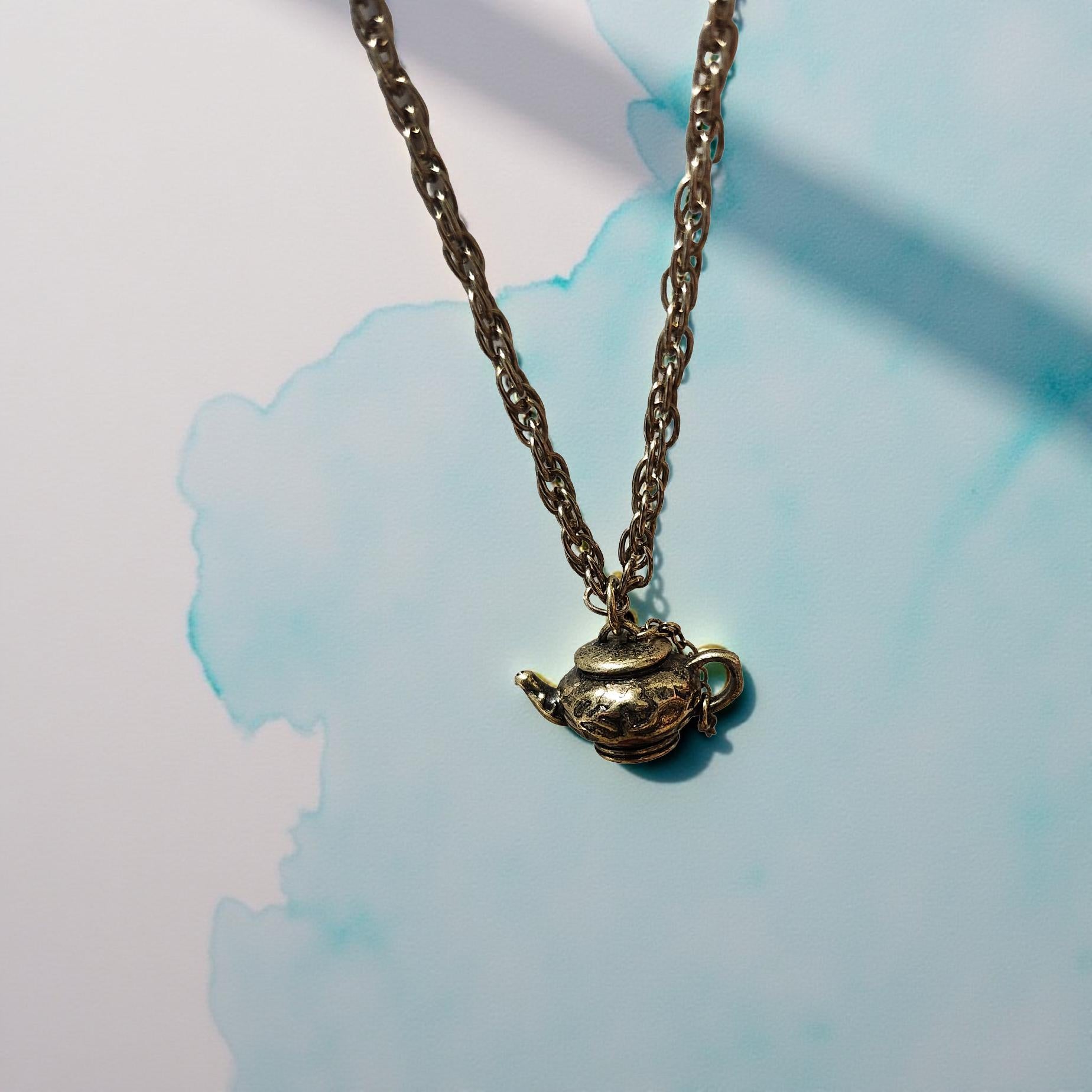 Teapot Pendant Necklace – Vintage Style - Cypress & Sage - Vermilion