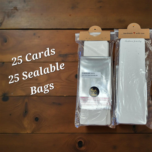 Necklace and Earring Jewelry Card and Sealable Bag for Resale
