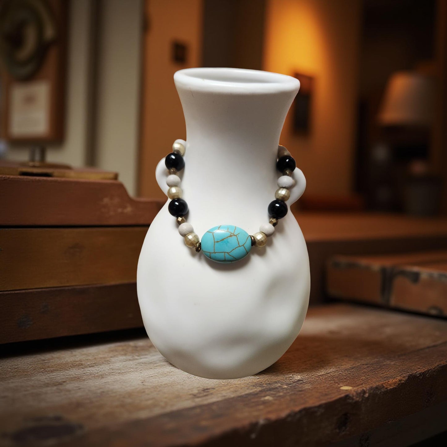 Decorative Wooden Bracelet – Natural Elegance - Cypress & Sage - Vermilion