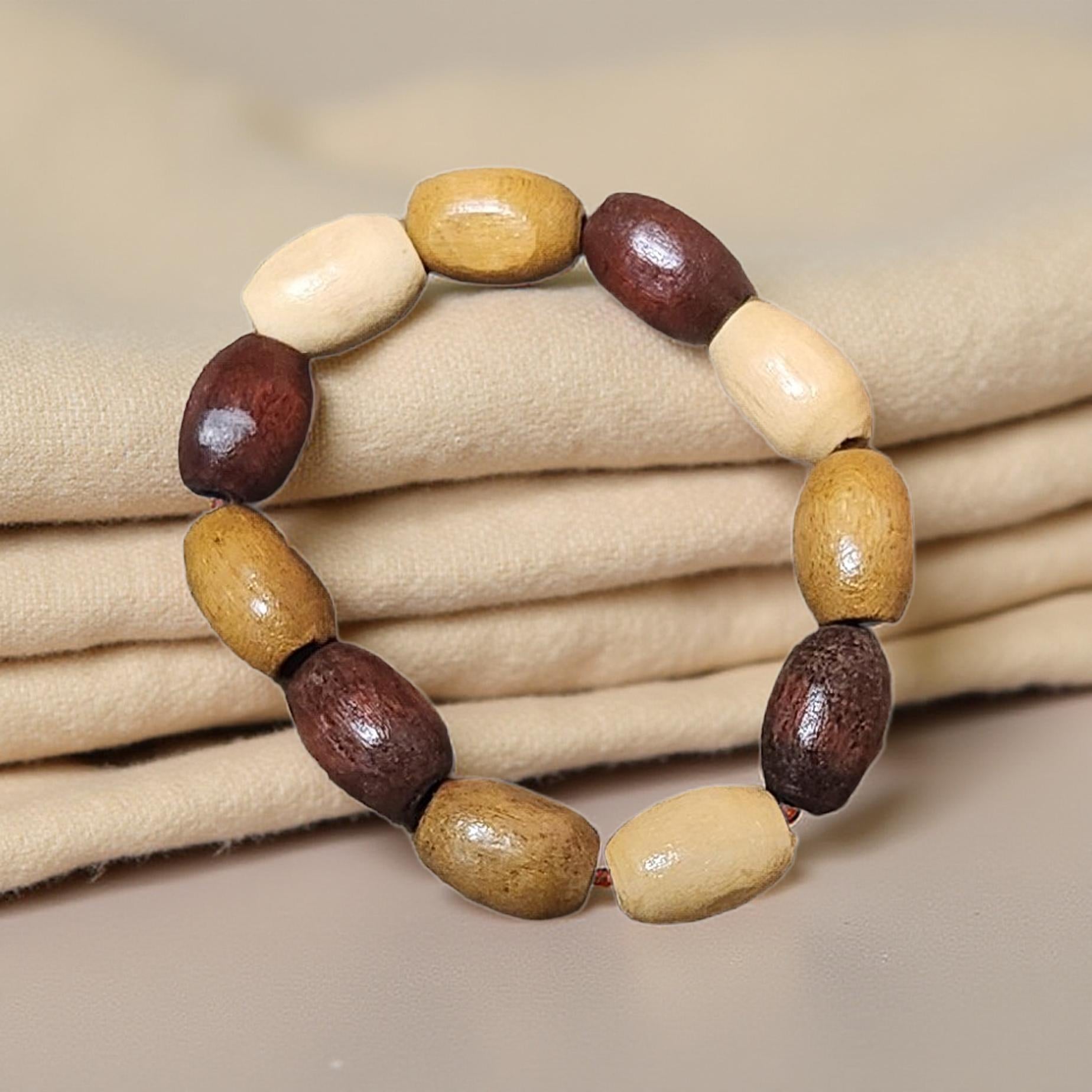 🌟 Kid’s Wooden Bead Bracelet - Cypress & Sage - Vermilion