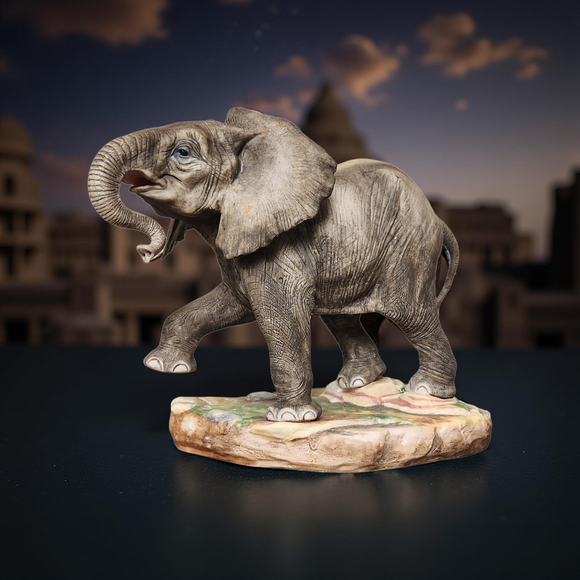 Vintage Boehm Porcelain Elephant – Model 200‑44 - Cypress & Sage - Vermilion