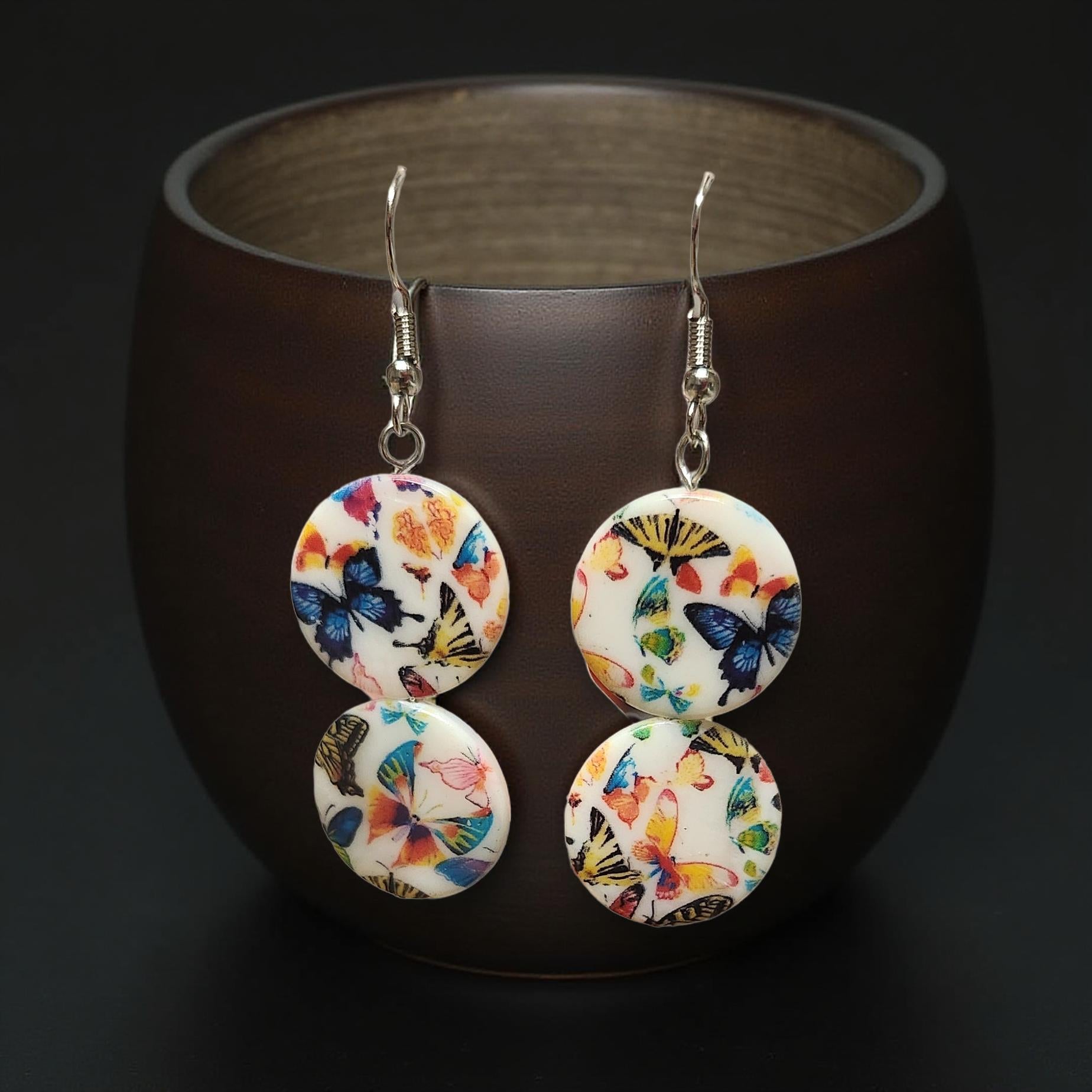 Handmade Butterfly & Floral Earrings – Lightweight, Pretty & Nature‑Inspired - Cypress & Sage - Vermilion