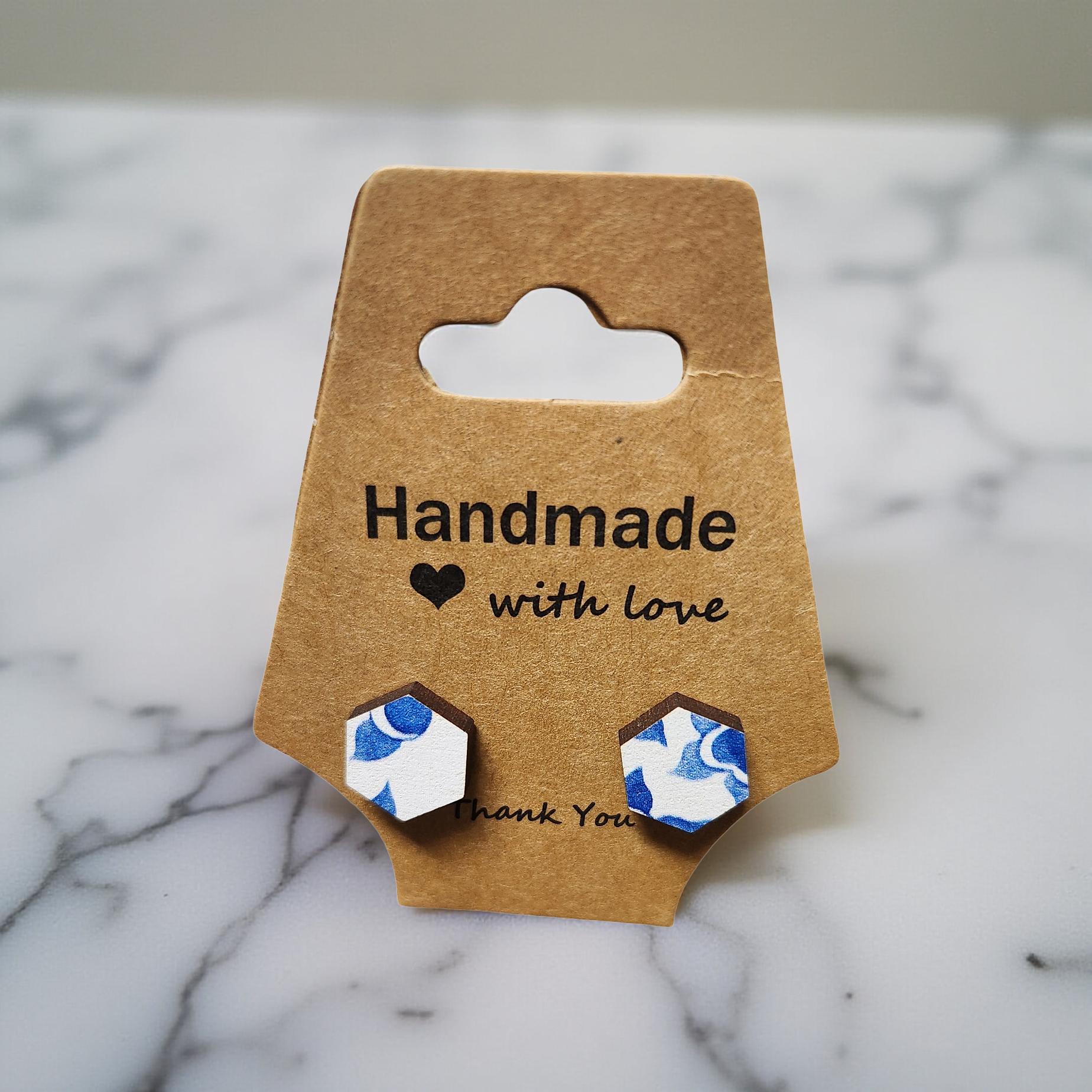 Hexagon Shaped Stud Earrings – Minimalist Geometric Jewelry - Cypress & Sage - Vermilion