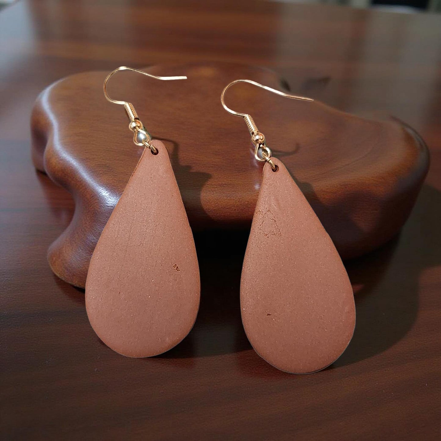 Handmade Teardrop Earrings – Polymer Clay or Beaded Statement Drops - Cypress & Sage - Vermilion