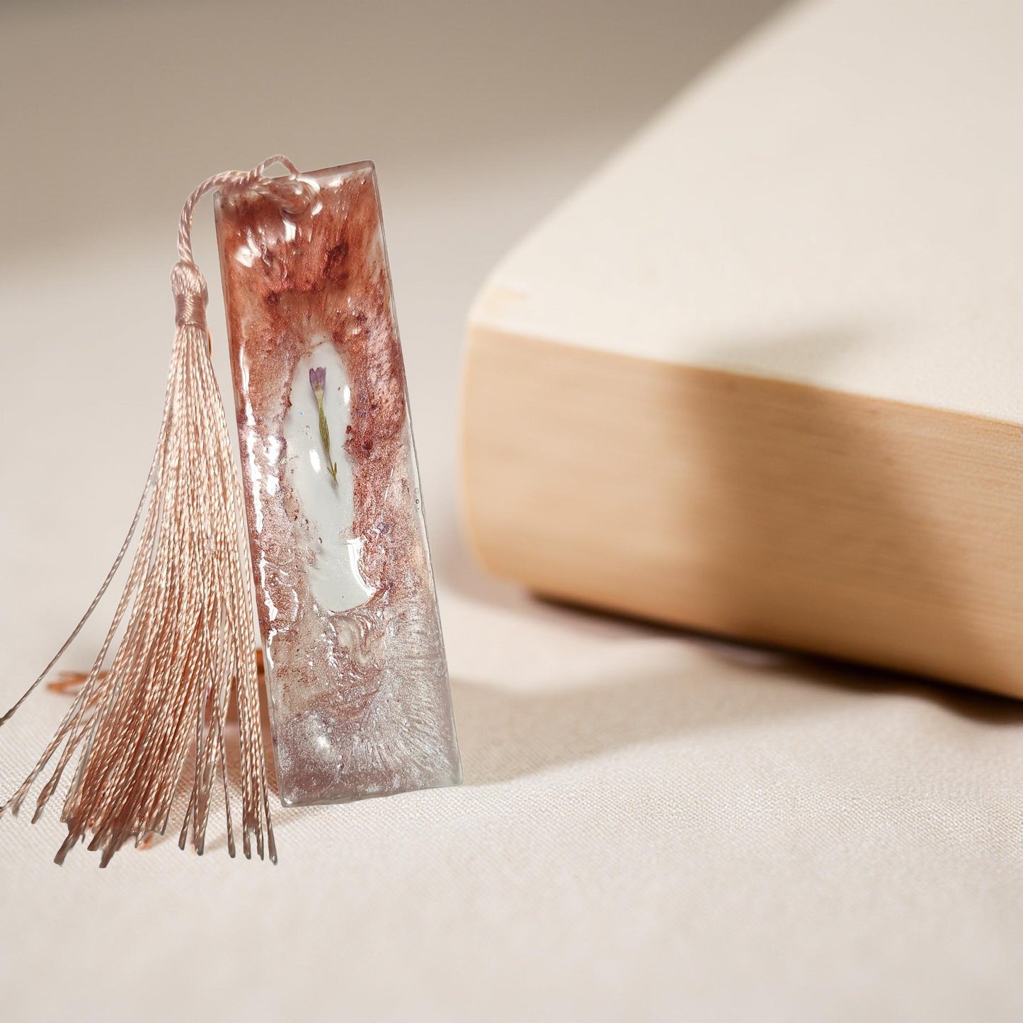 Handmade Resin Bookmark – One-of-a-kind with Beautiful Floral Designs - Cypress & Sage - Vermilion