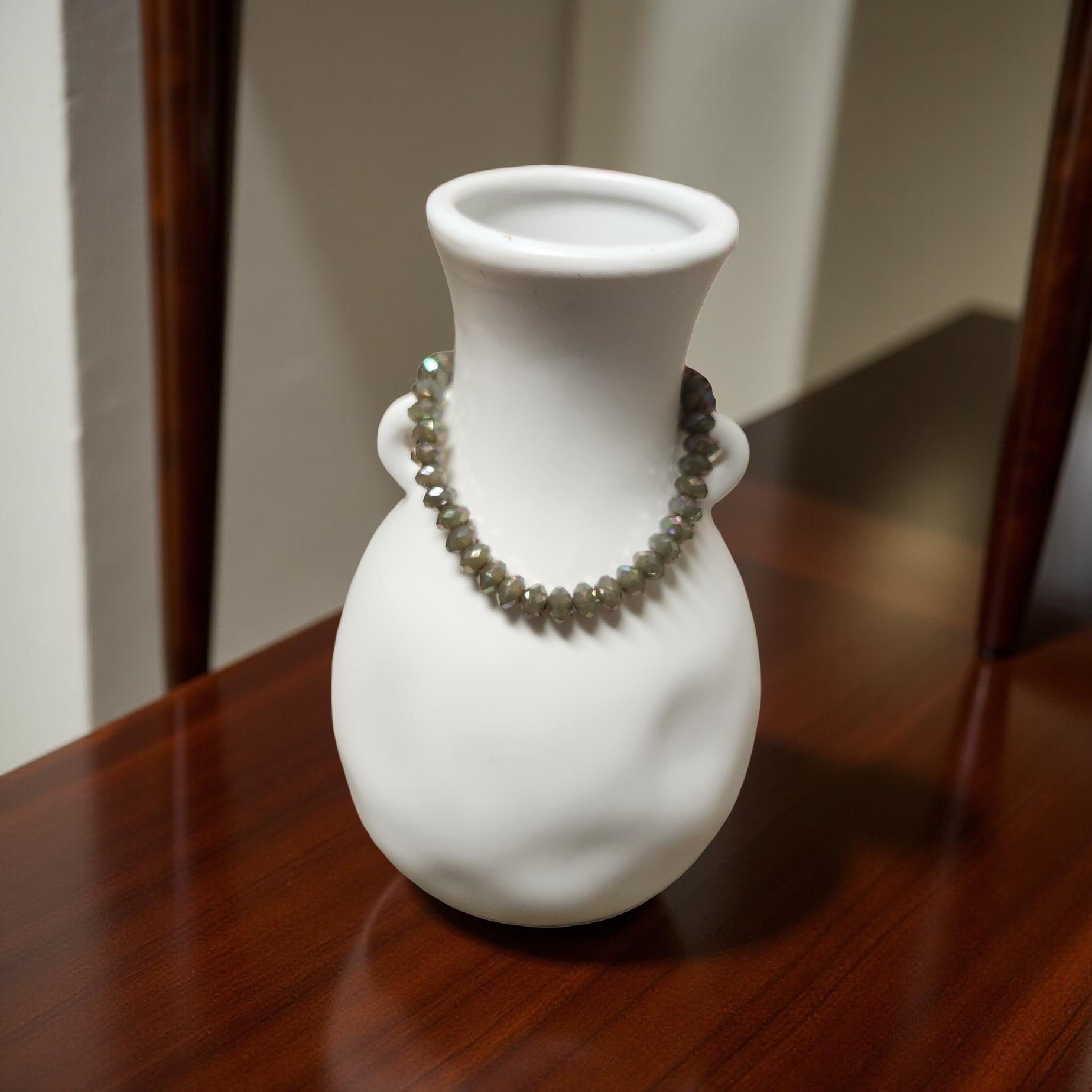 Handmade Iridescent Beaded Bracelets – Wood & Plastic Bead Mix - Cypress & Sage - Vermilion