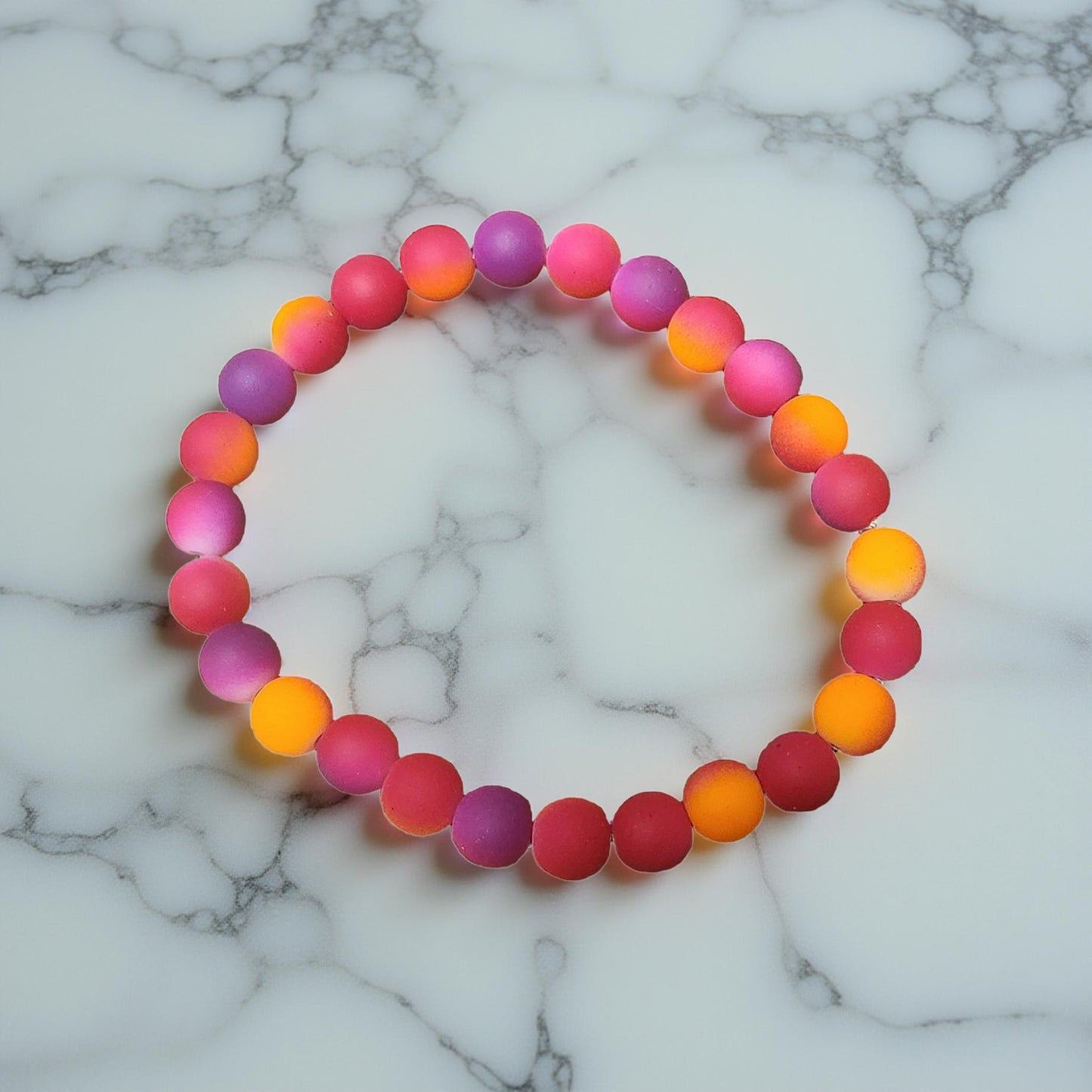 Adult Neon Multi‑Color Bracelet – Vibrant Beaded Jewelry for Everyday Fun - Cypress & Sage - Vermilion