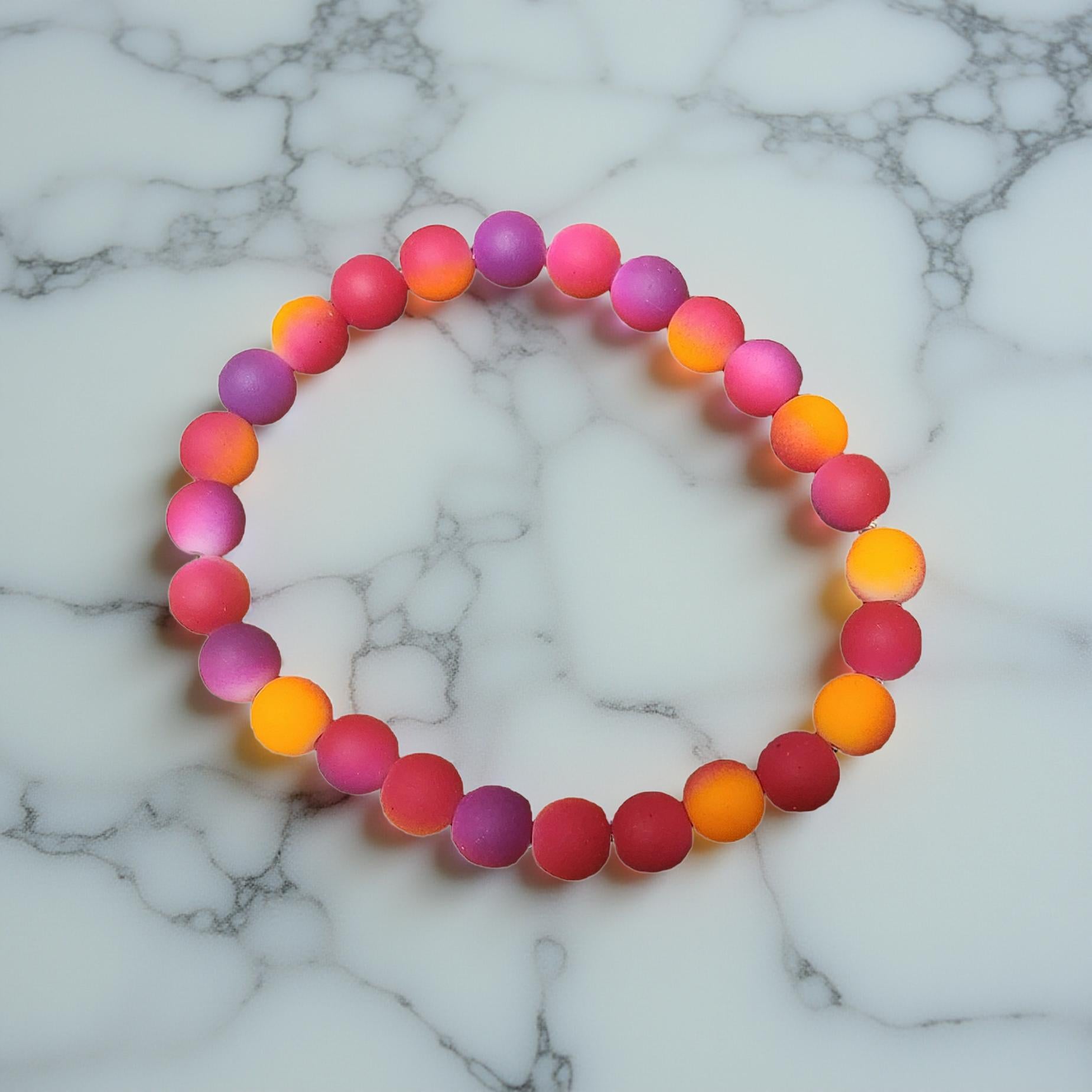 Adult Neon Multi‑Color Bracelet – Vibrant Beaded Jewelry for Everyday Fun - Cypress & Sage - Vermilion
