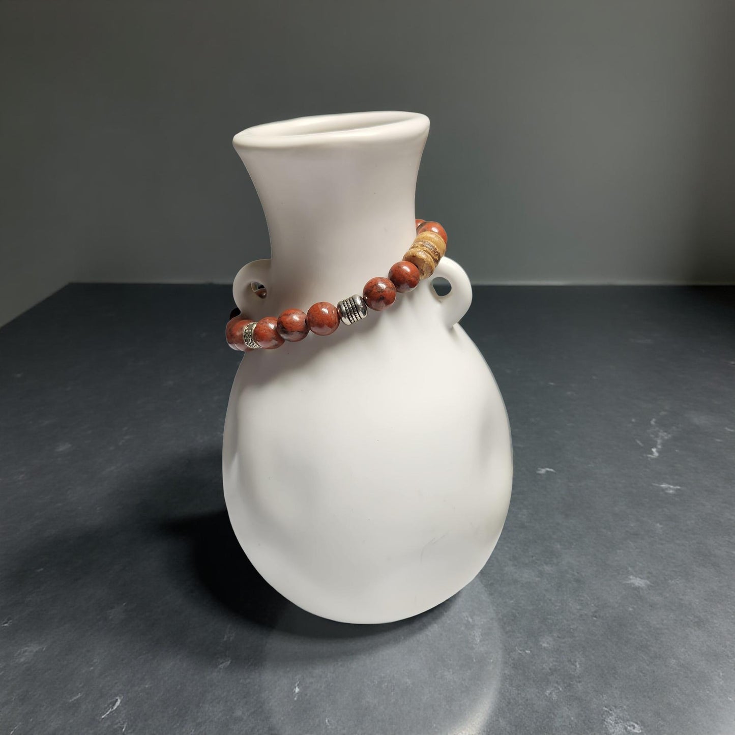 Red Jasper Stretch Bracelet – Natural Stone Healing Jewelry - Cypress & Sage - Vermilion