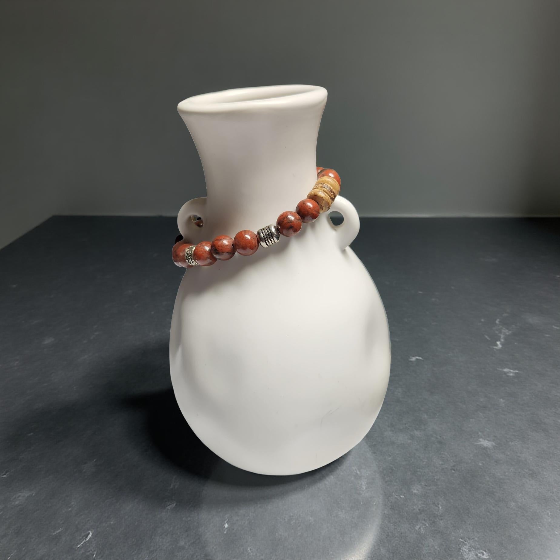 Red Jasper Stretch Bracelet – Natural Stone Healing Jewelry - Cypress & Sage - Vermilion