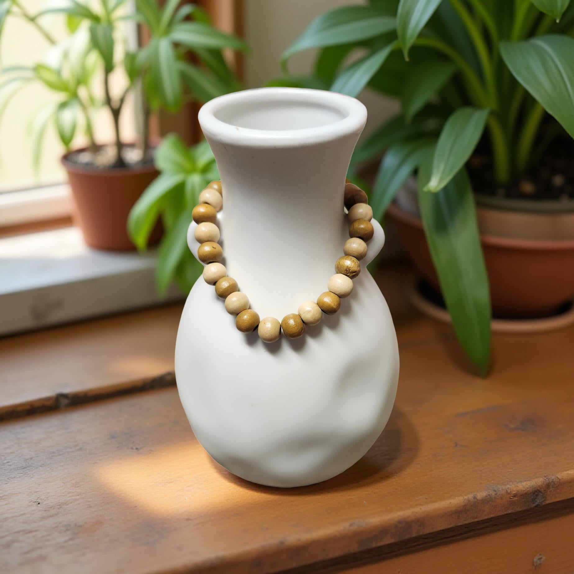 Wooden Beaded Bracelet – Stretch Fit (Size 7.5) - Cypress & Sage - Vermilion