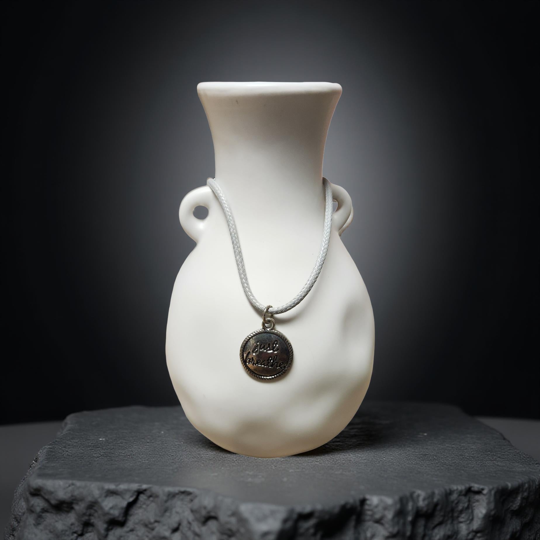 16" Inspirational Medallion Necklace – Meaningful Everyday Pendant - Cypress & Sage - Vermilion