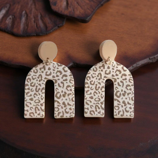 Cheetah & Leopard Arc Earrings – Boho Chic Animal Print Statement Jewelry - Cypress & Sage - Vermilion