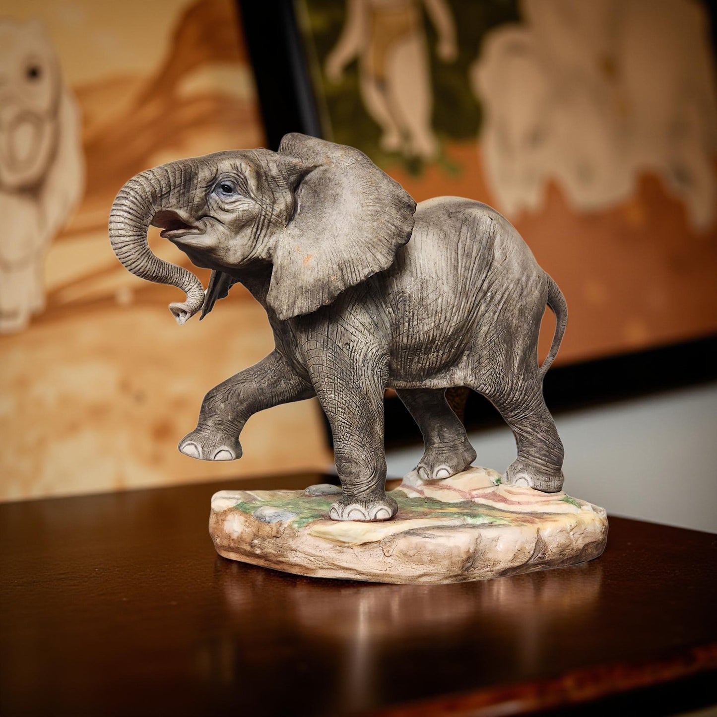 Vintage Boehm Porcelain Elephant – Model 200‑44 - Cypress & Sage - Vermilion