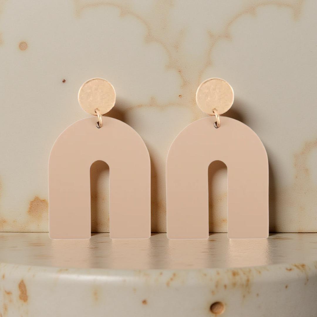 Handmade Clay Arc Earrings – Modern Polymer Clay Statement Arches - Cypress & Sage - Vermilion