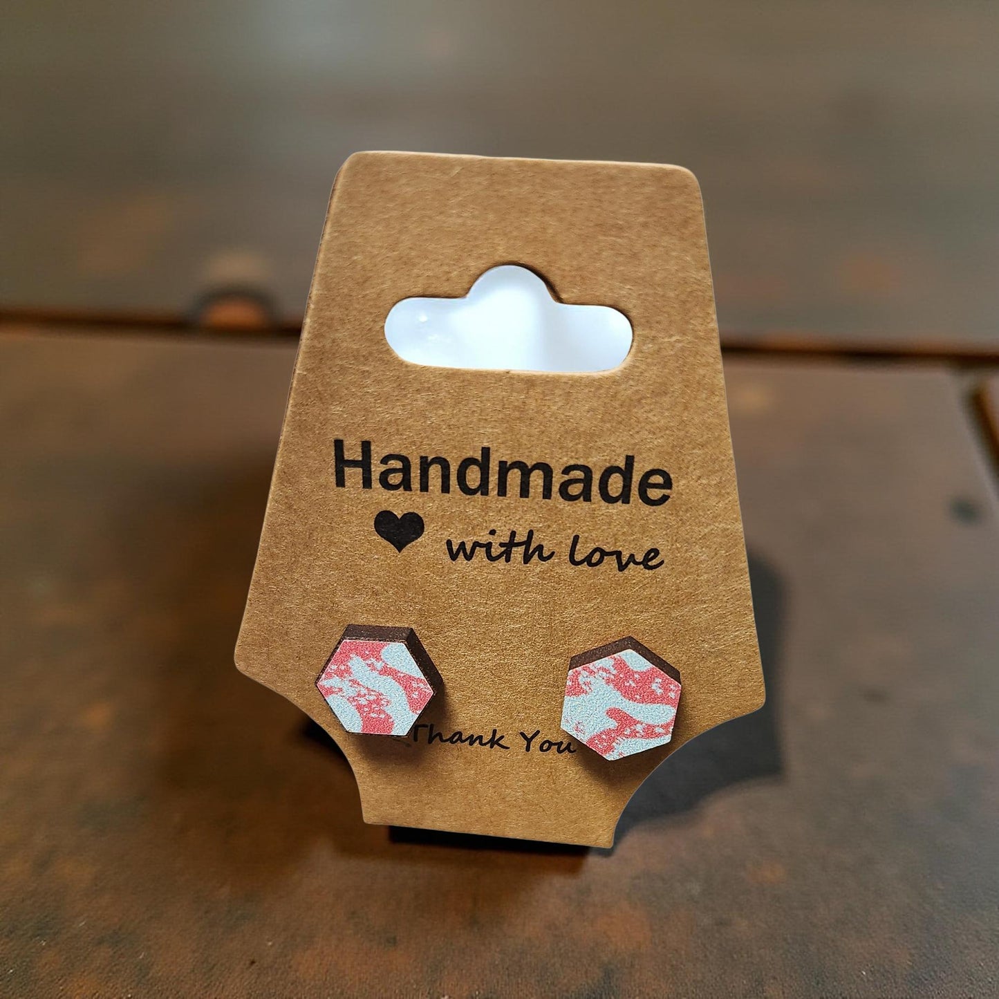 Hexagon Shaped Stud Earrings – Minimalist Geometric Jewelry - Cypress & Sage - Vermilion
