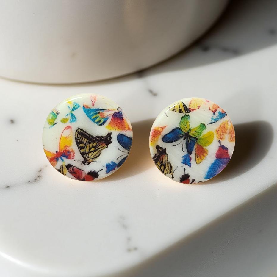 Handmade Butterfly & Floral Earrings – Lightweight, Pretty & Nature‑Inspired - Cypress & Sage - Vermilion