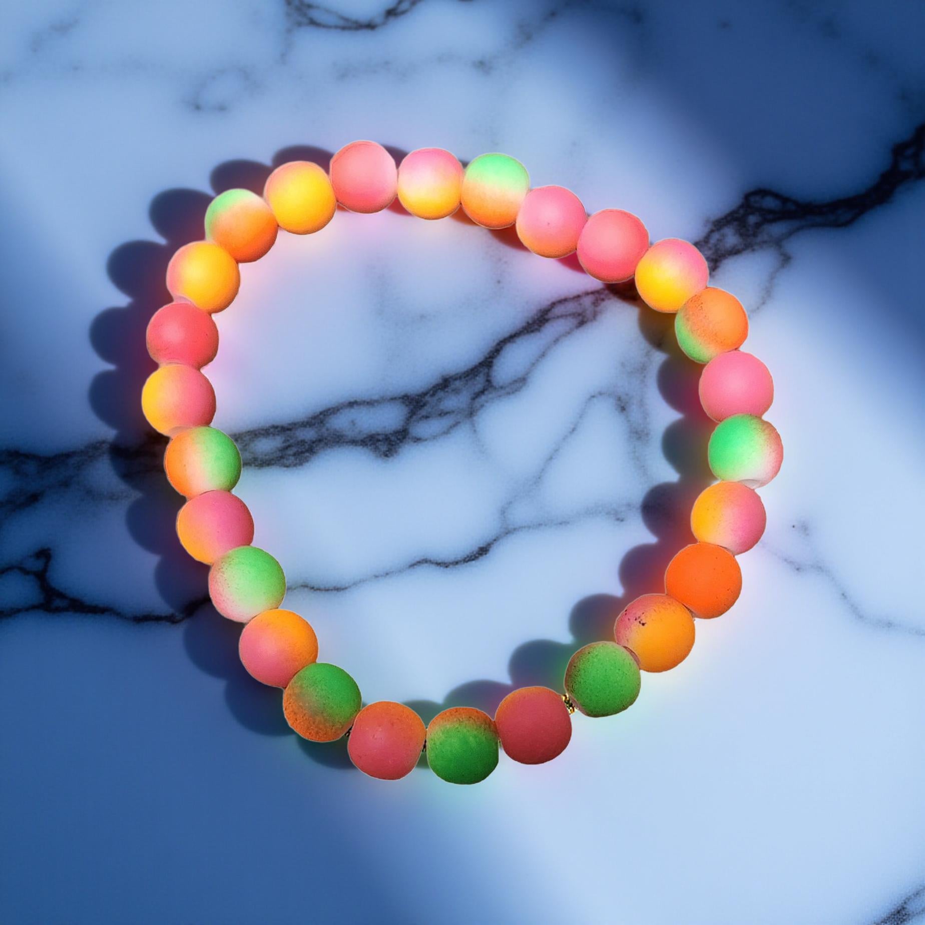 Adult Neon Multi‑Color Bracelet – Vibrant Beaded Jewelry for Everyday Fun - Cypress & Sage - Vermilion