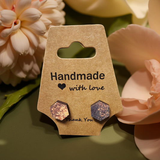 Hexagon Shaped Stud Earrings – Minimalist Geometric Jewelry - Cypress & Sage - Vermilion