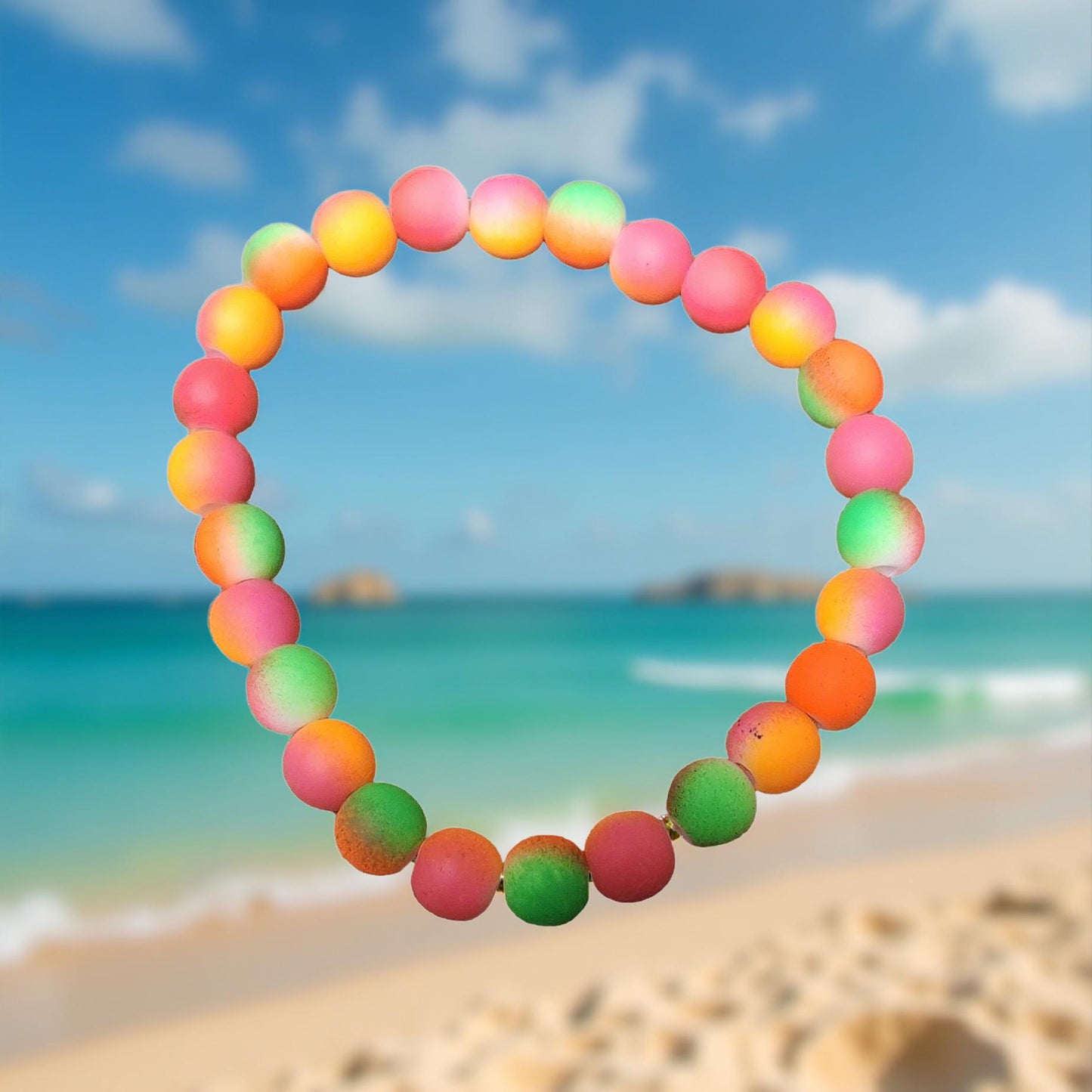 Adult Neon Multi‑Color Bracelet – Vibrant Beaded Jewelry for Everyday Fun - Cypress & Sage - Vermilion