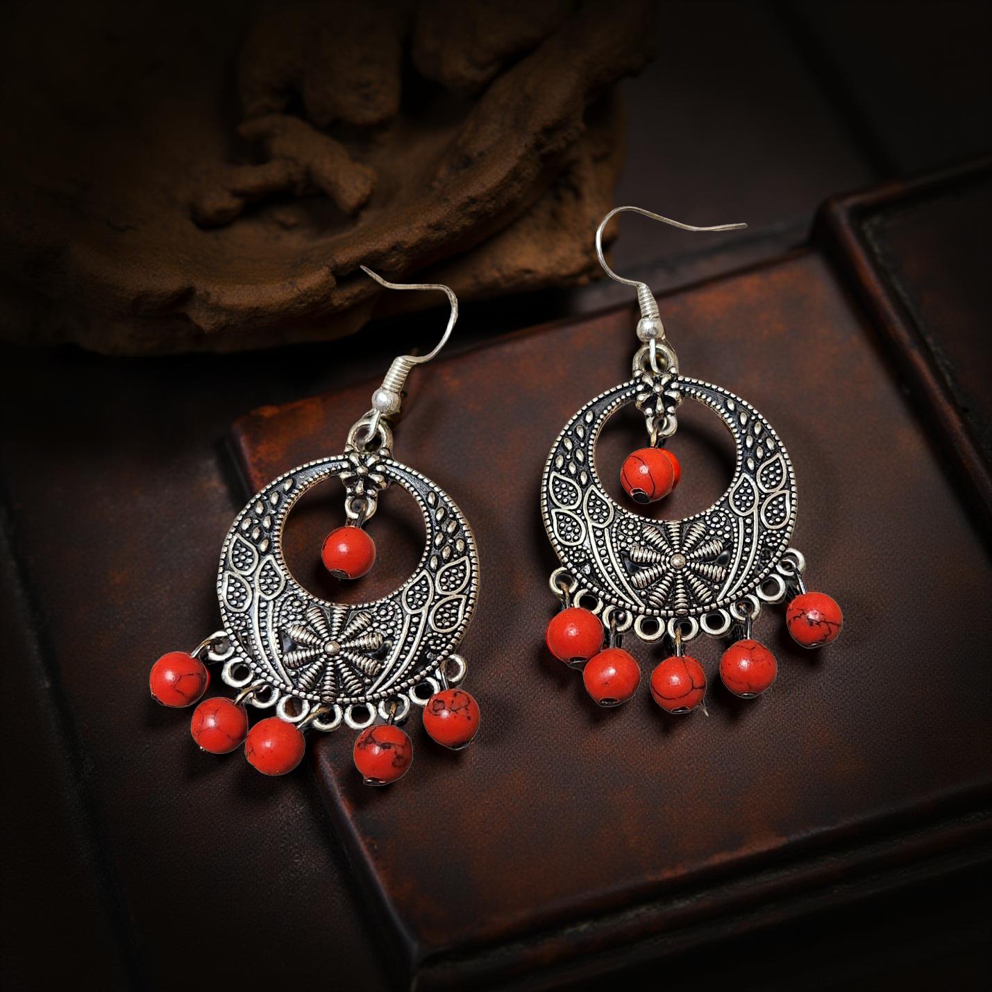 Handmade Red Turquoise Earrings – Tumbled Natural Stone Drops - Cypress & Sage - Vermilion
