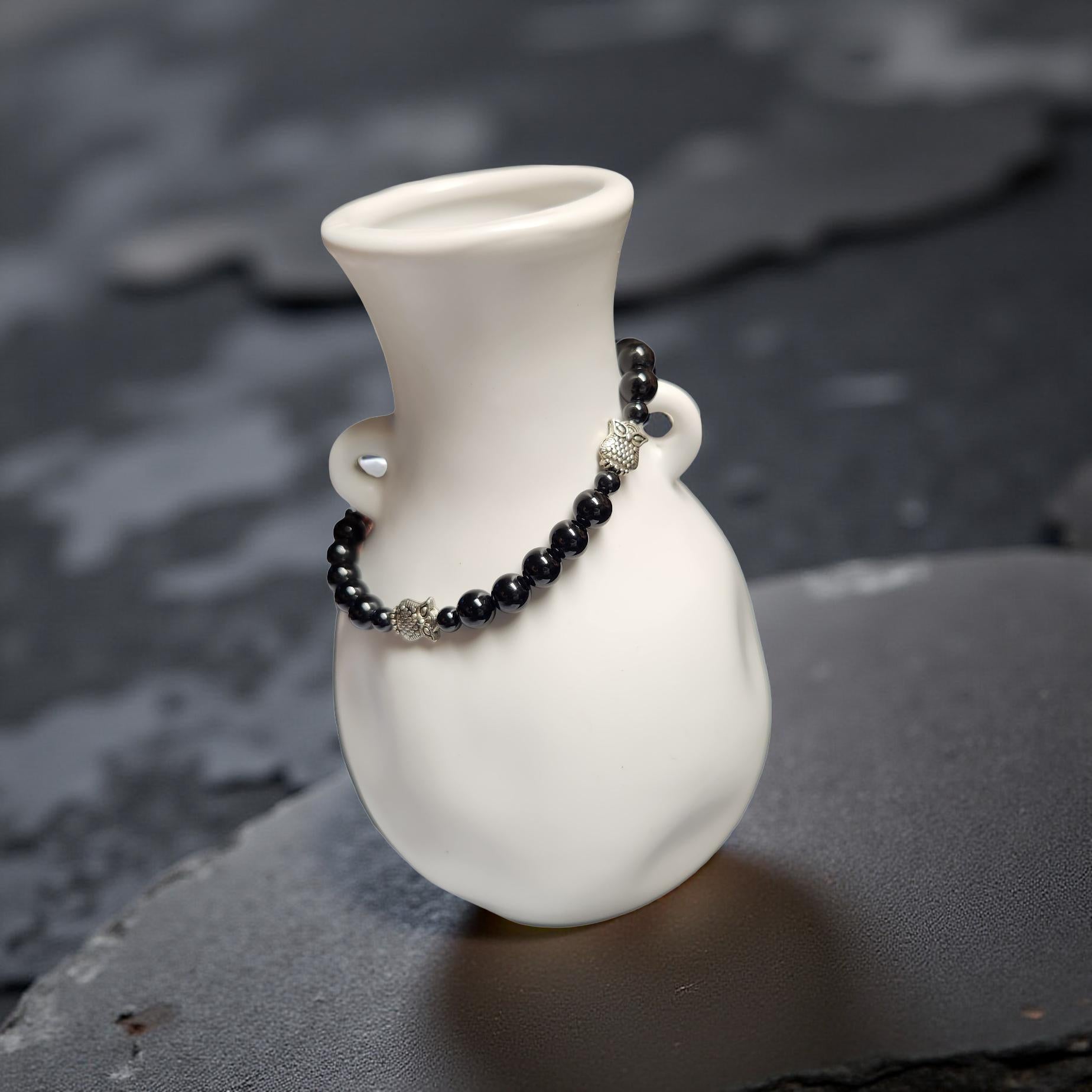 Black Tourmaline Stretch Bracelet – Grounding Crystal Jewelry - Cypress & Sage - Vermilion