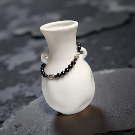 Black Tourmaline Stretch Bracelet – Grounding Crystal Jewelry - Cypress & Sage - Vermilion