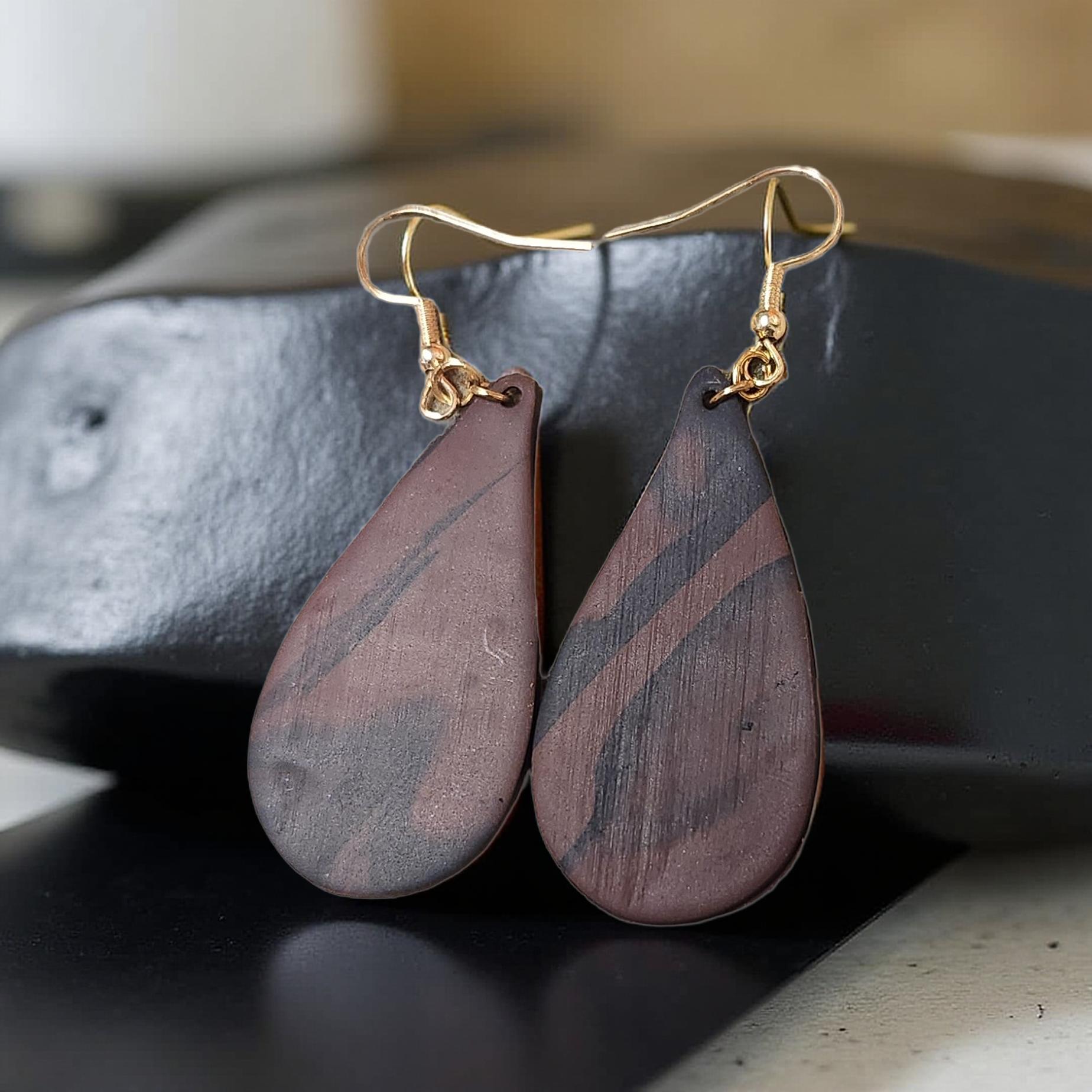 Handmade Teardrop Earrings – Polymer Clay or Beaded Statement Drops - Cypress & Sage - Vermilion