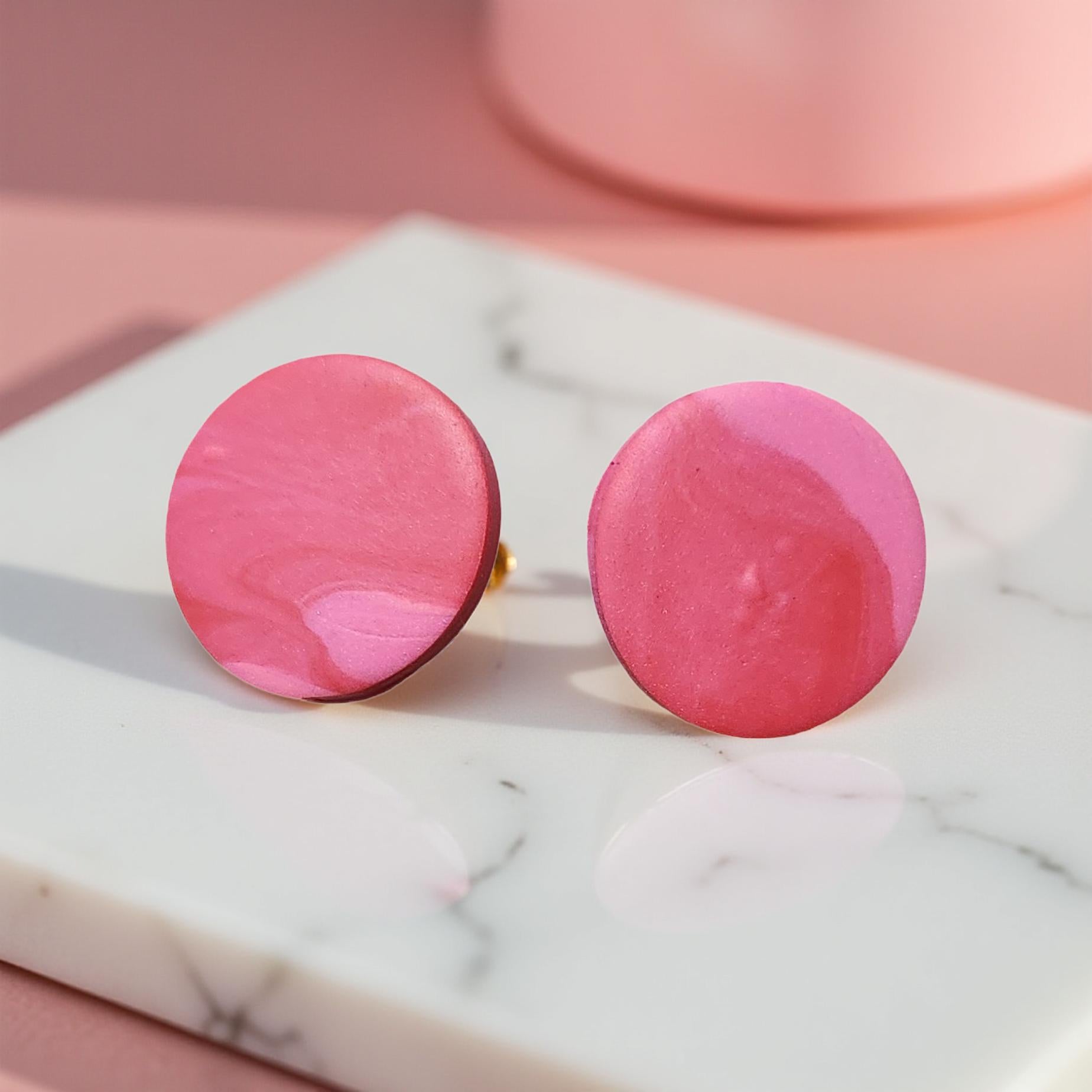 Round Statement Earrings – Stud & Dangle Options - Cypress & Sage - Vermilion