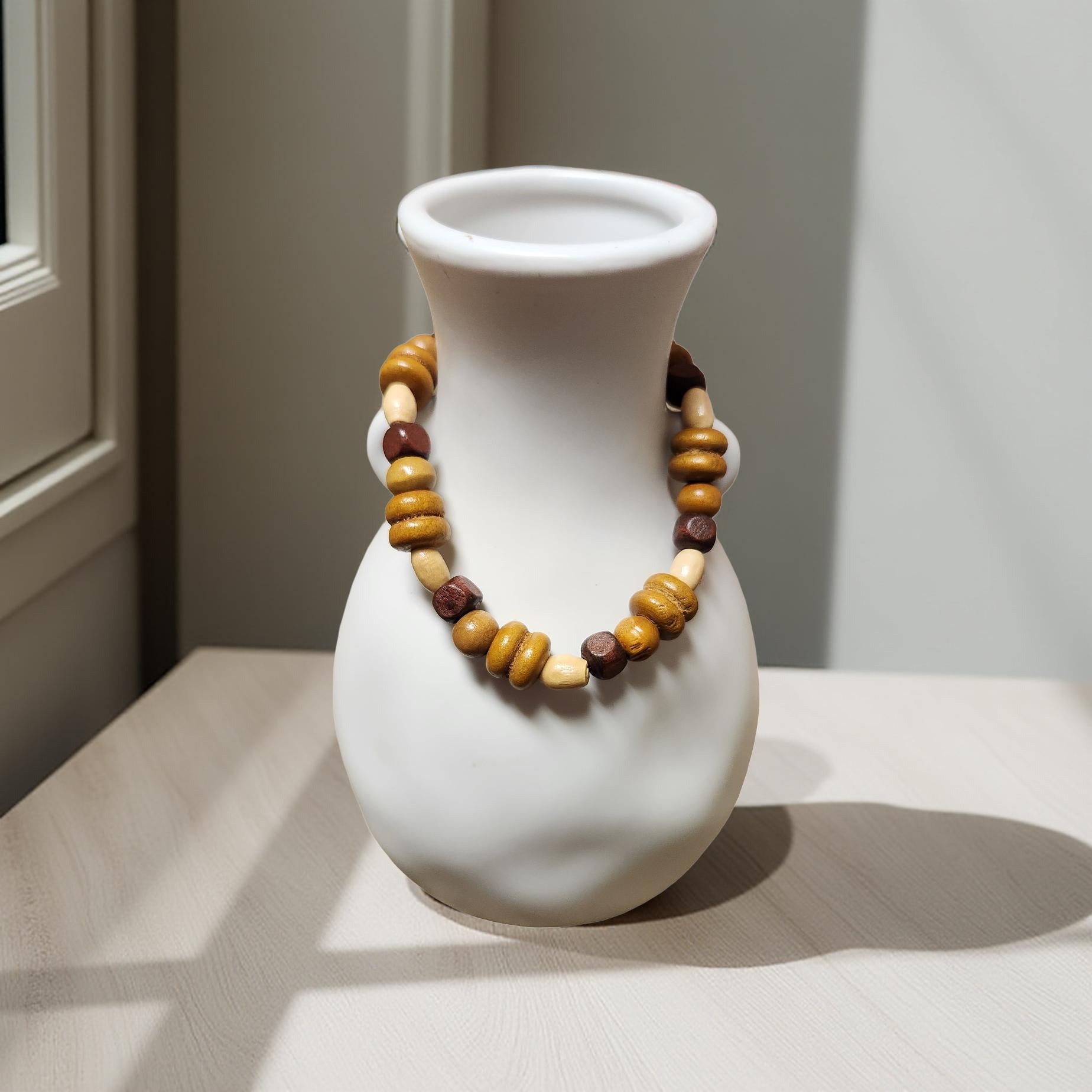 Wooden Beaded Bracelet – Stretch Fit (Size 8 & 9) - Cypress & Sage - Vermilion