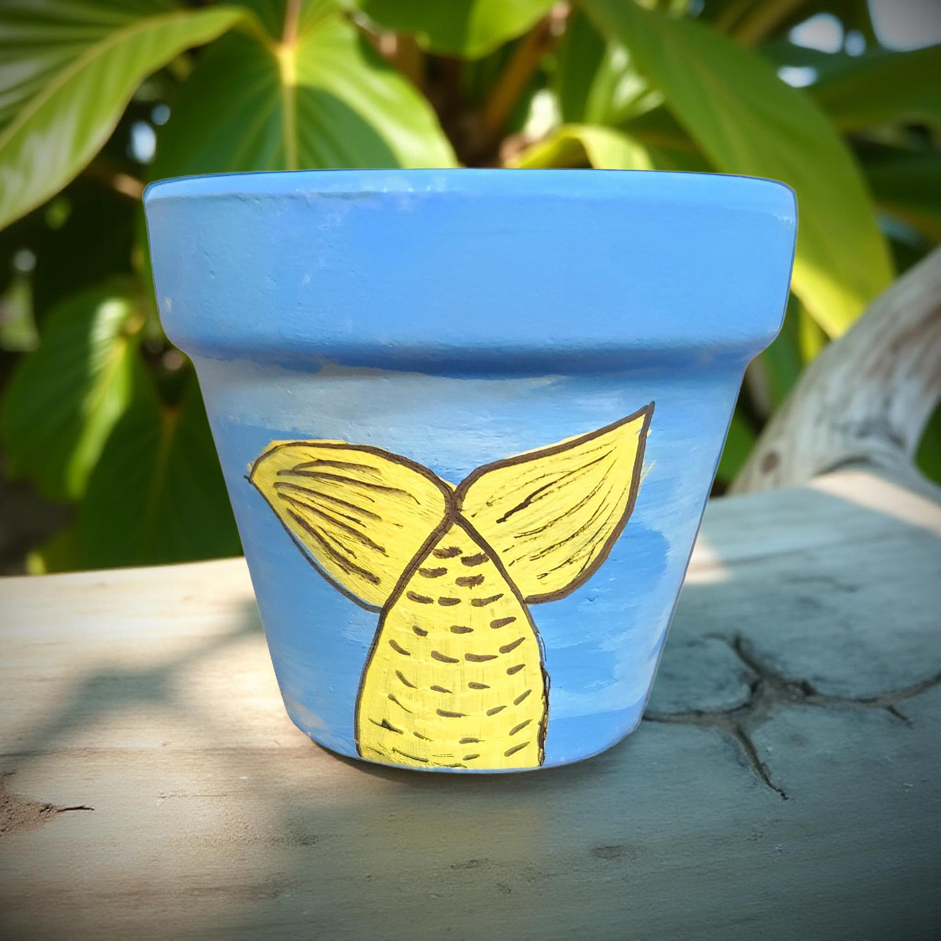 Hand‑Painted Terra Cotta Planter – 3 Inch Mini Pot for Succulents & Herbs - Cypress & Sage - Vermilion