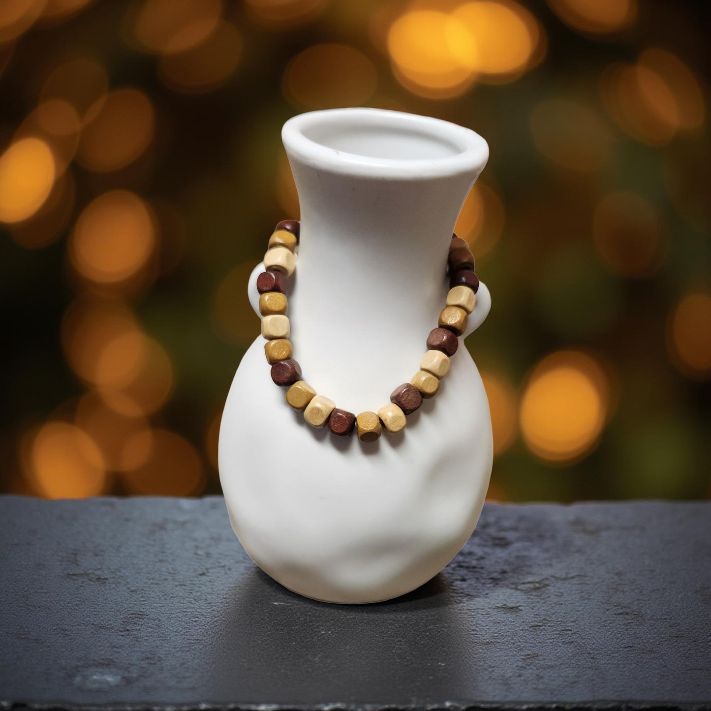 Wooden Beaded Bracelet – Stretch Fit (Size 7.5) - Cypress & Sage - Vermilion