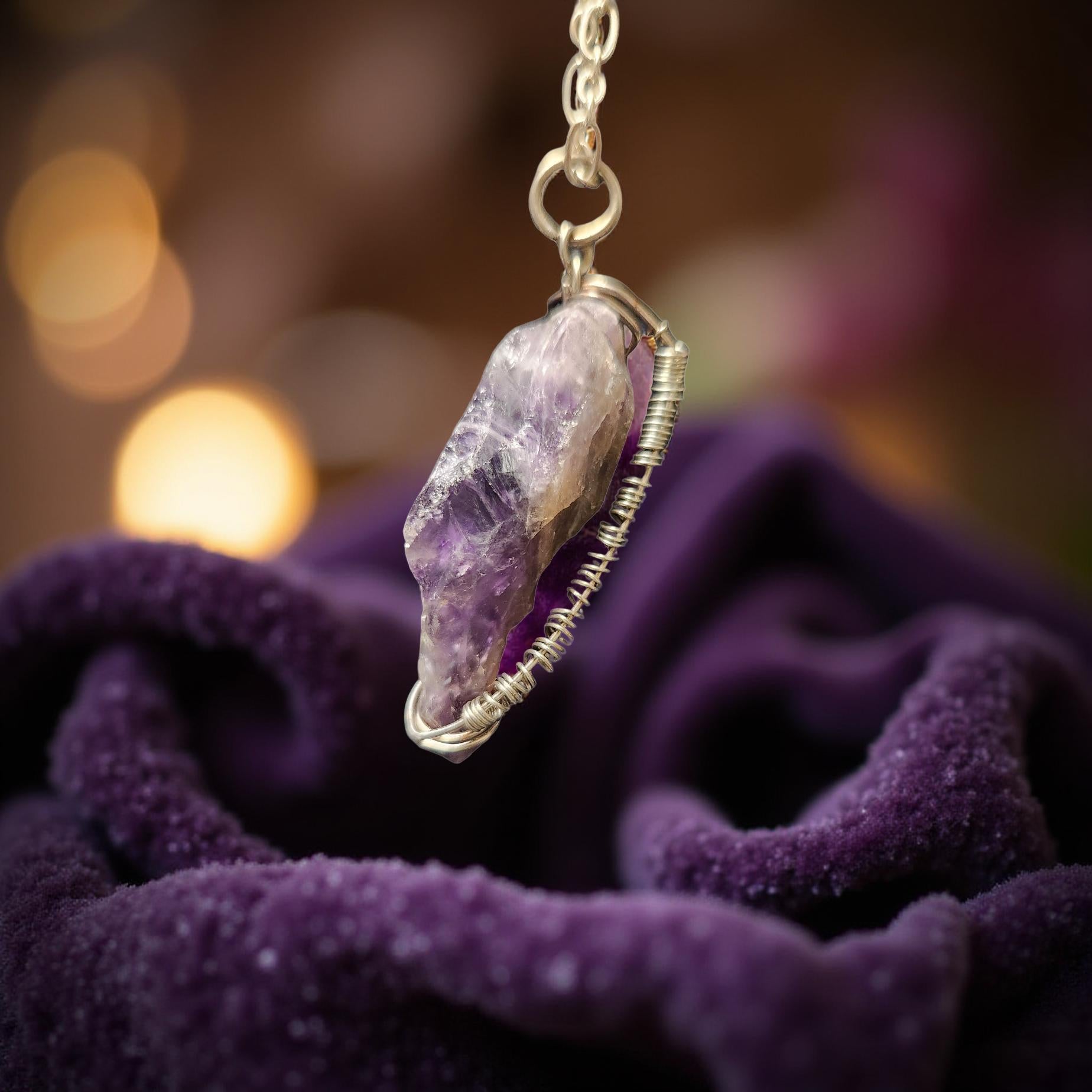 Natural Stone Necklace Collection – Quartz, Amethyst, Peacock Ore & Septarian - Cypress & Sage - Vermilion