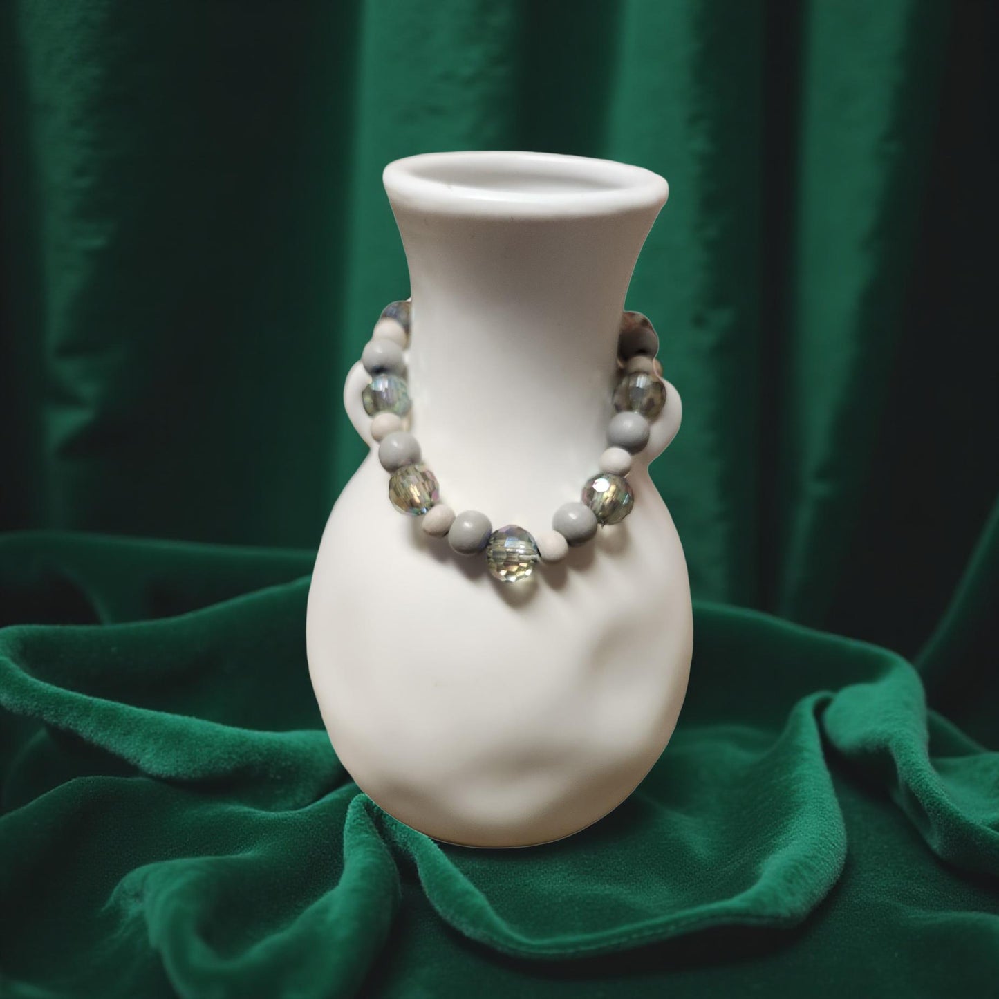 Handmade Iridescent Beaded Bracelets – Wood & Plastic Bead Mix - Cypress & Sage - Vermilion