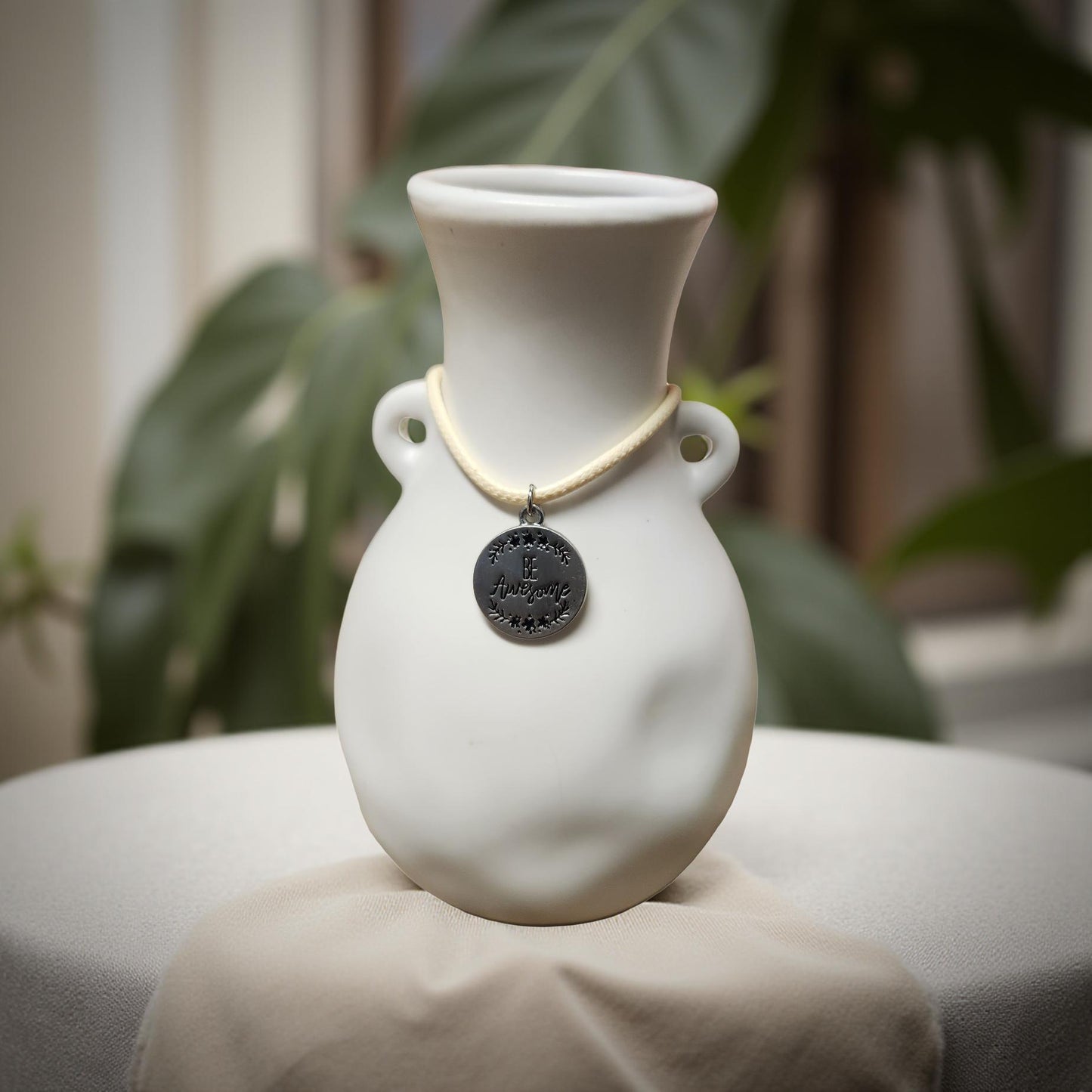 16" Inspirational Medallion Necklace – Meaningful Everyday Pendant - Cypress & Sage - Vermilion