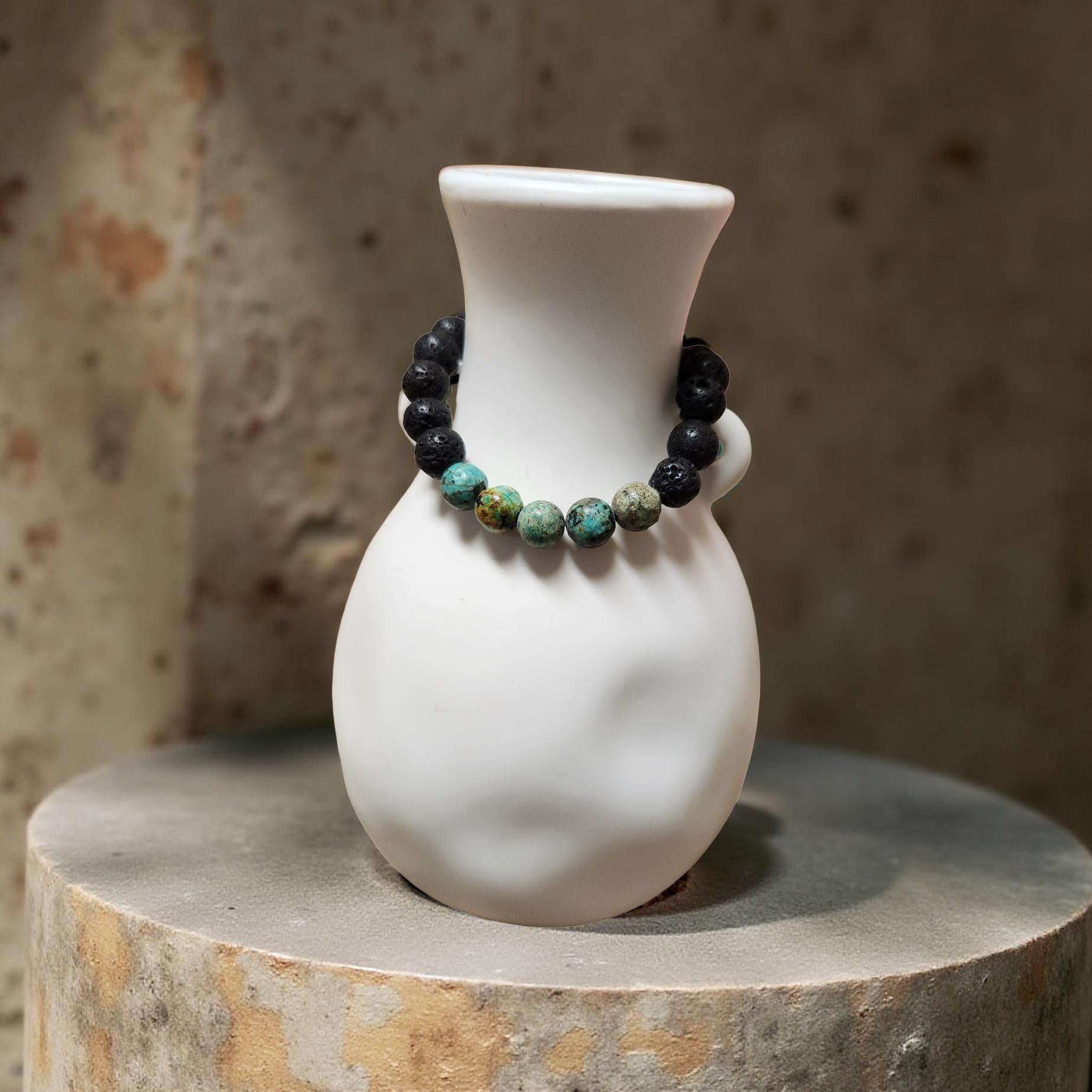 Aromatherapy Bracelet – Lava Rock Beads - Cypress & Sage - Vermilion