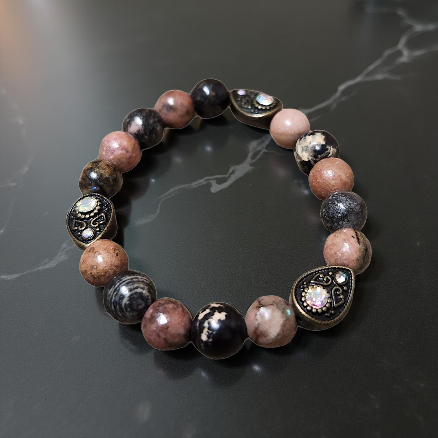 Kids Gemstone Bracelet – Natural Tumbled Beads - Cypress & Sage - Vermilion