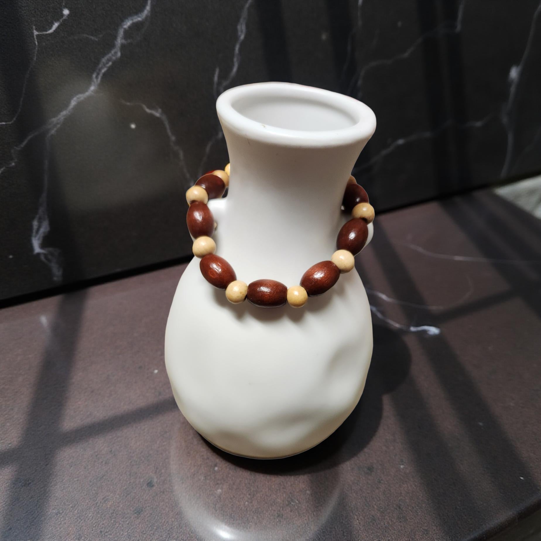 Wooden Beaded Bracelet – Stretch Fit (Size 8 & 9) - Cypress & Sage - Vermilion