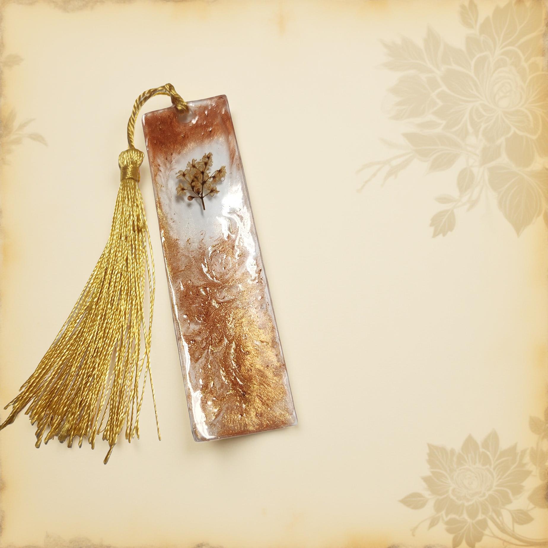 Handmade Resin Bookmark – One-of-a-kind with Beautiful Floral Designs - Cypress & Sage - Vermilion