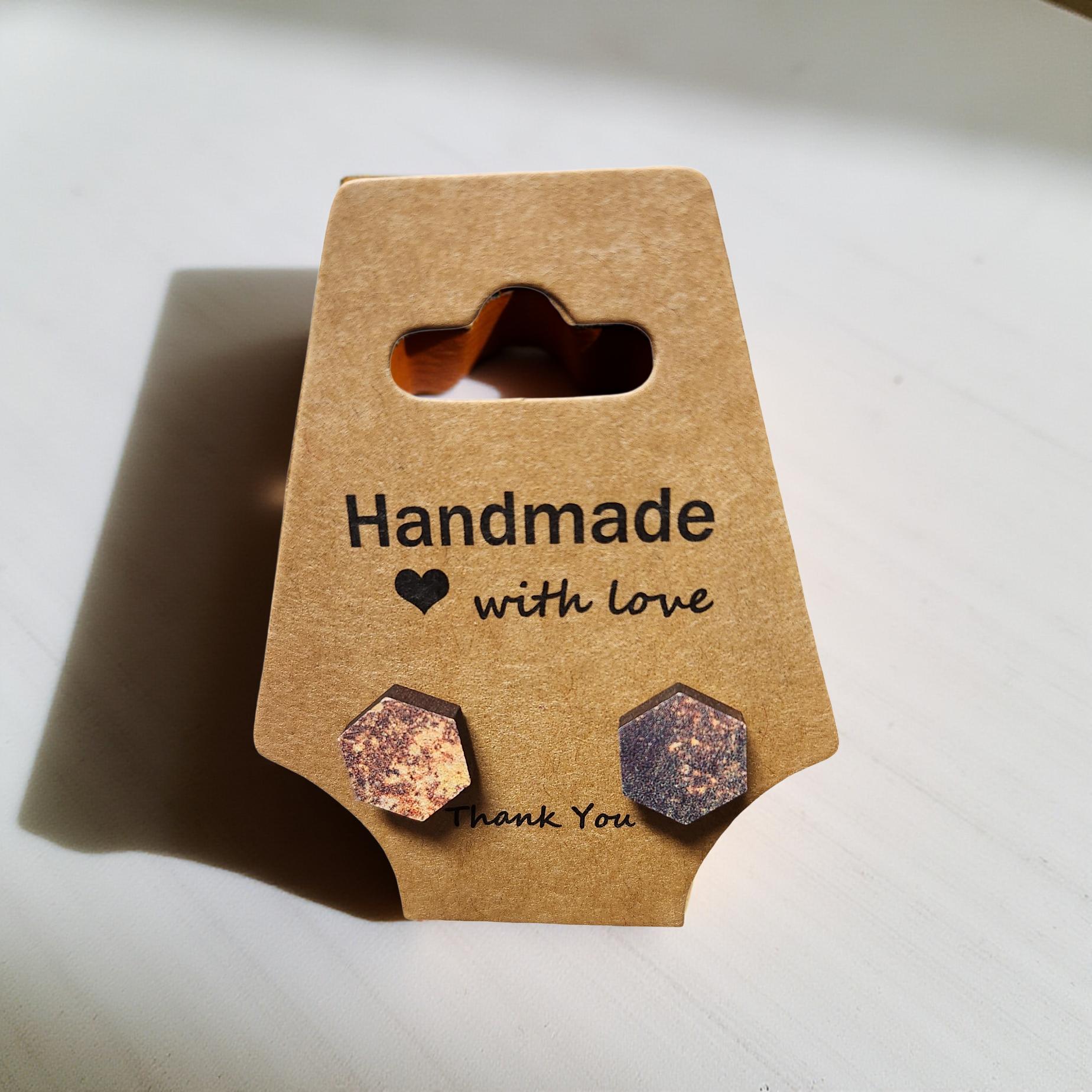 Hexagon Shaped Stud Earrings – Minimalist Geometric Jewelry - Cypress & Sage - Vermilion