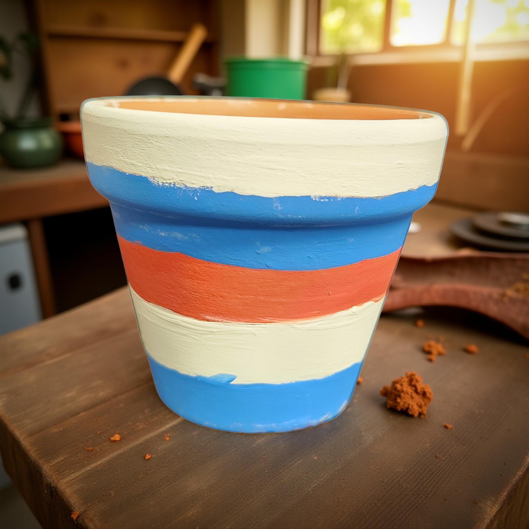 Hand‑Painted Terra Cotta Planter – 3 Inch Mini Pot for Succulents & Herbs - Cypress & Sage - Vermilion