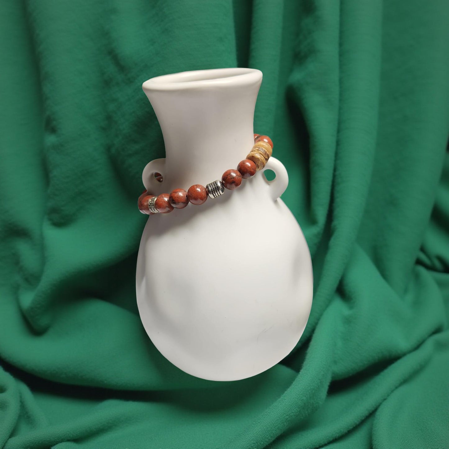 Red Jasper Stretch Bracelet – Natural Stone Healing Jewelry - Cypress & Sage - Vermilion