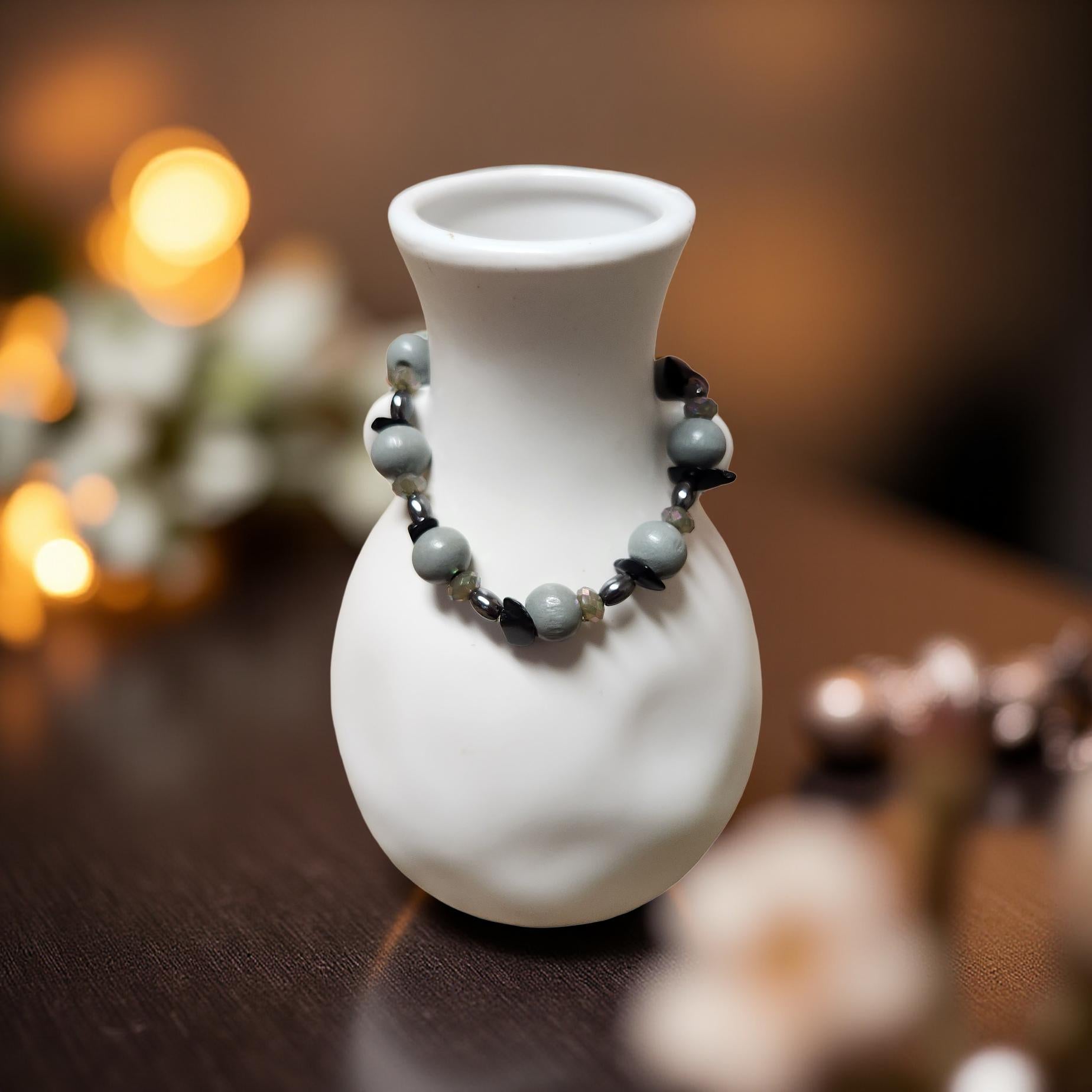 Decorative Wooden Bracelet – Natural Elegance - Cypress & Sage - Vermilion