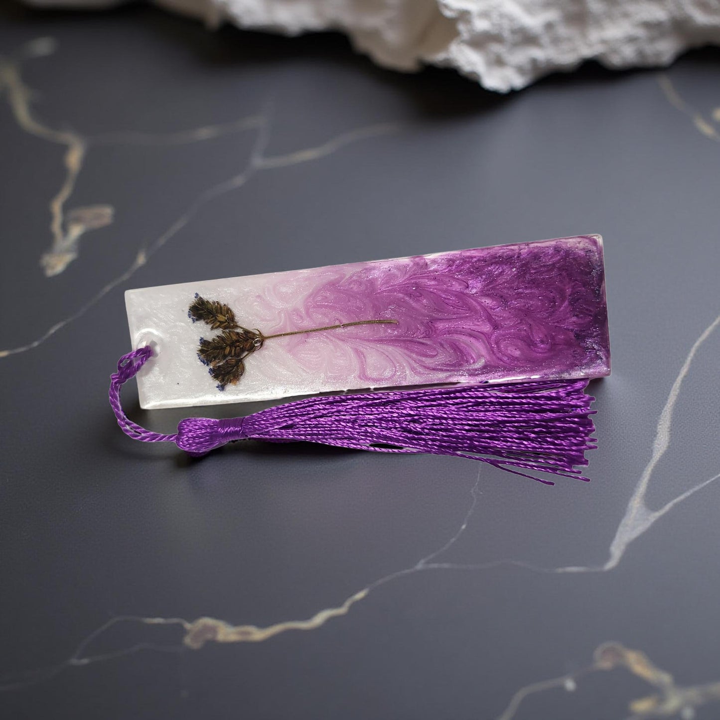 Handmade Resin Bookmark – One-of-a-kind with Beautiful Floral Designs - Cypress & Sage - Vermilion